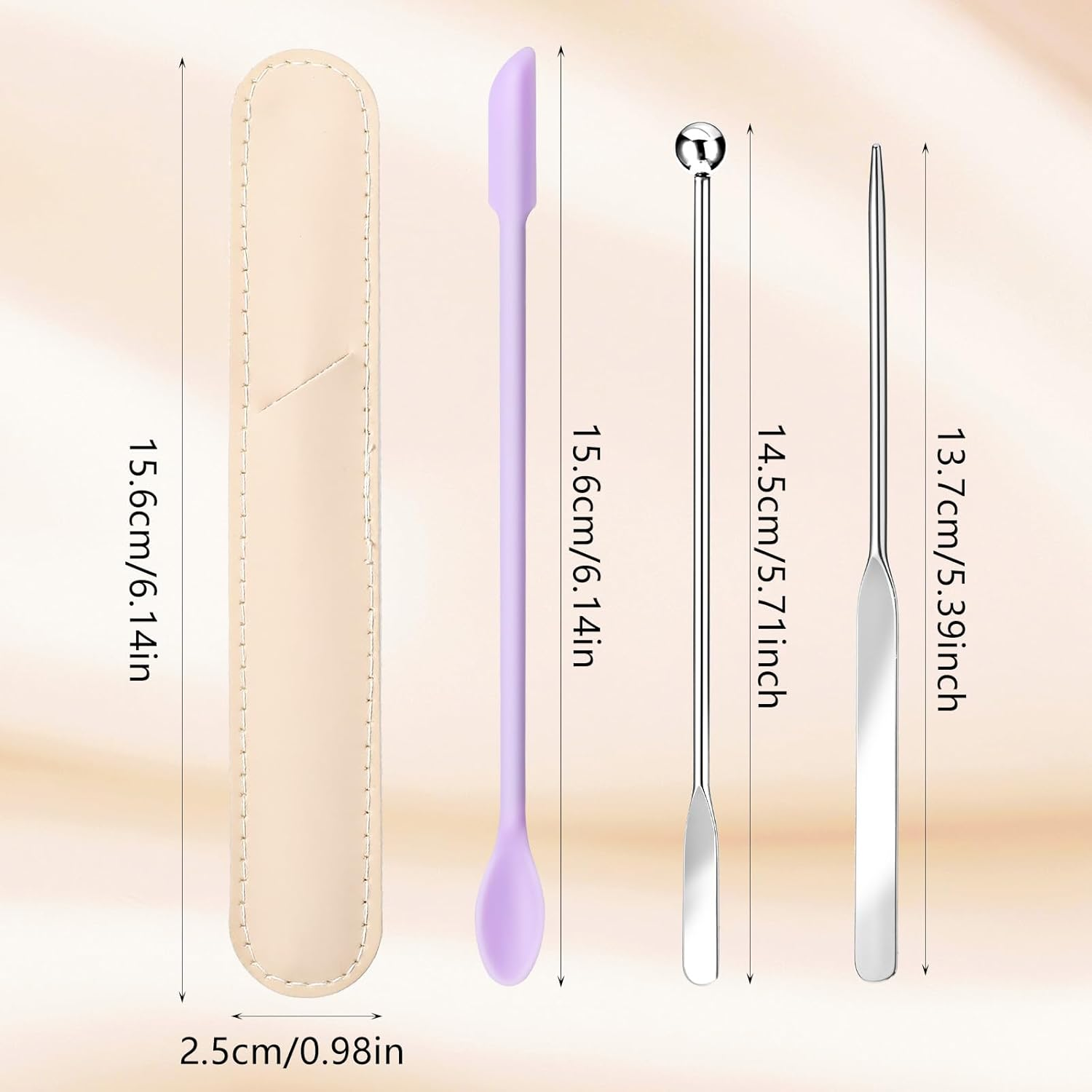 Makeup Spatula, Stainless Steel Depotting Spatula with Silicone Cosmetic Tools Make up Accessories for Cosmetics Mixing Blending Foundation Small Area of Face image number 4