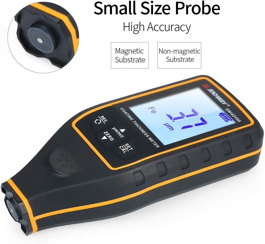 HIKOAN Digital Paint Coating Thickness Gauge Handheld Coatings Thickness Tester Coating Thickness Meter with Auto Function Fe/Nf Probe Car Detector Automotive Coating Refinishing Cars Paint Tester image number 2