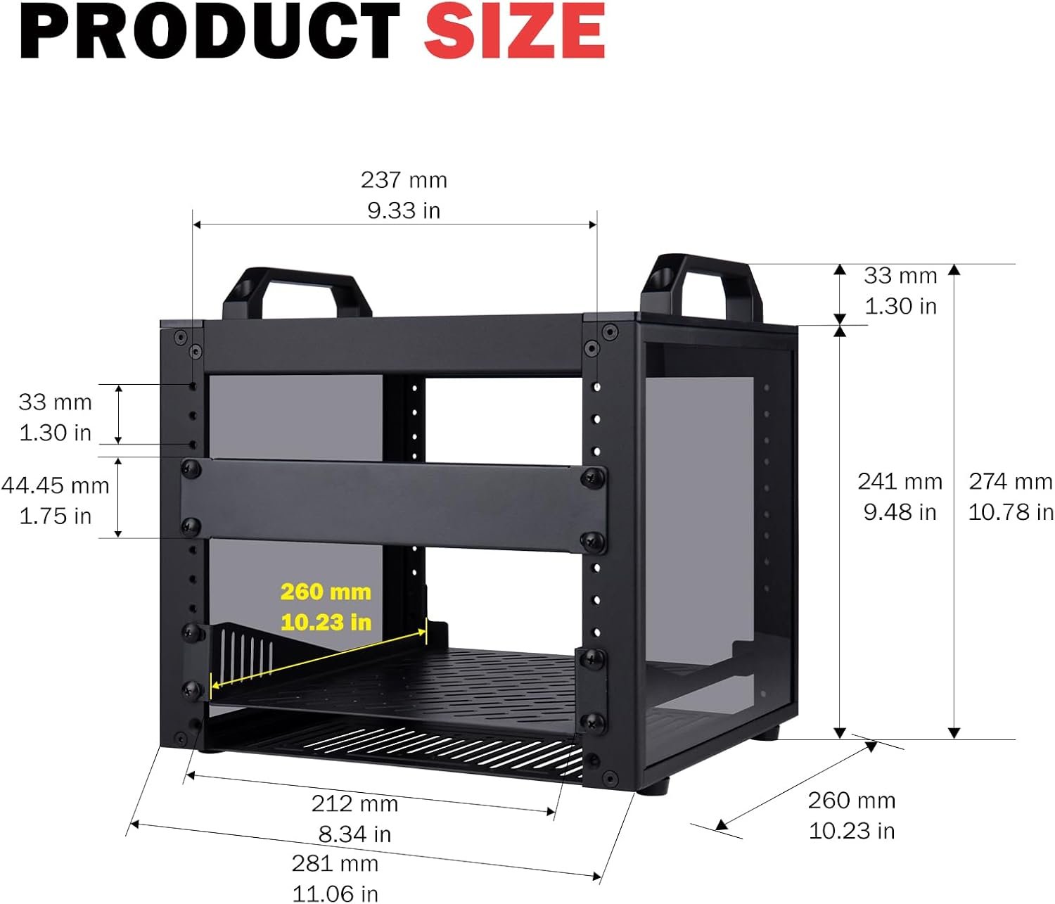 Geeekpi Deskpi Rackmate T0 plus 10 Inch 4U Mini Server Cabinet for for Servers, Network, A/V Equipment, 10.23 Inch Depth (Black) image number 3