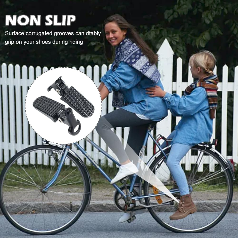 1 Pair Bike Rear Pedals, Mini Folding Bicycle Pegs, Aluminium Alloy Non-Slip Bicycle Footrests, Quick Release Foot Plates Pedals, Rear Seat Footrest Pedal for Mountain Bikes E-Bike image number 5