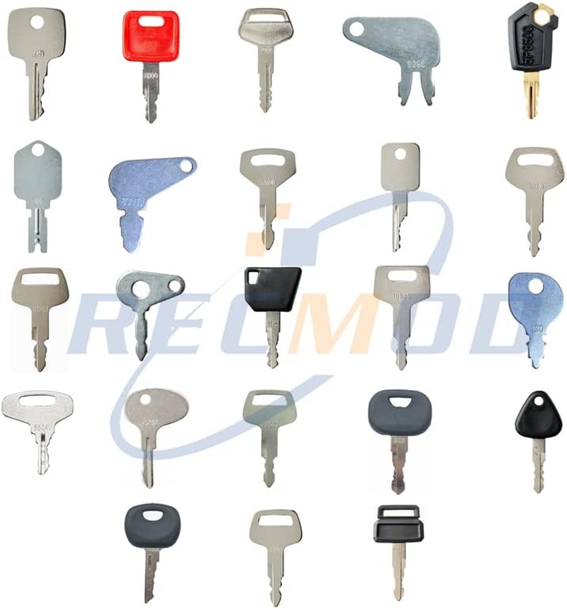 Recmod 23 Heavy Construction Equipment Ignition Keys Sets with Ring for Caterpillar Volvo Bomag Case JCB Takeuchi Indak Bobcat Hyundai Massey Ferguson Hyster Komatsu E320C image number 2