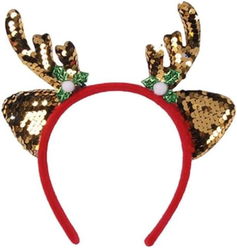 Adult Kids Christmas Xmas Novelty Headband Hat Costume Hair Clip Reindeer Santa (Metal/Merry Christmas) image number 5