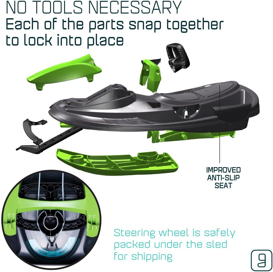 Gizmo Riders Stratos Snow Bobsled for Kids- 2 Person Steerable Snow Sled for Ages 3 and Up - Electric Blue image number 5