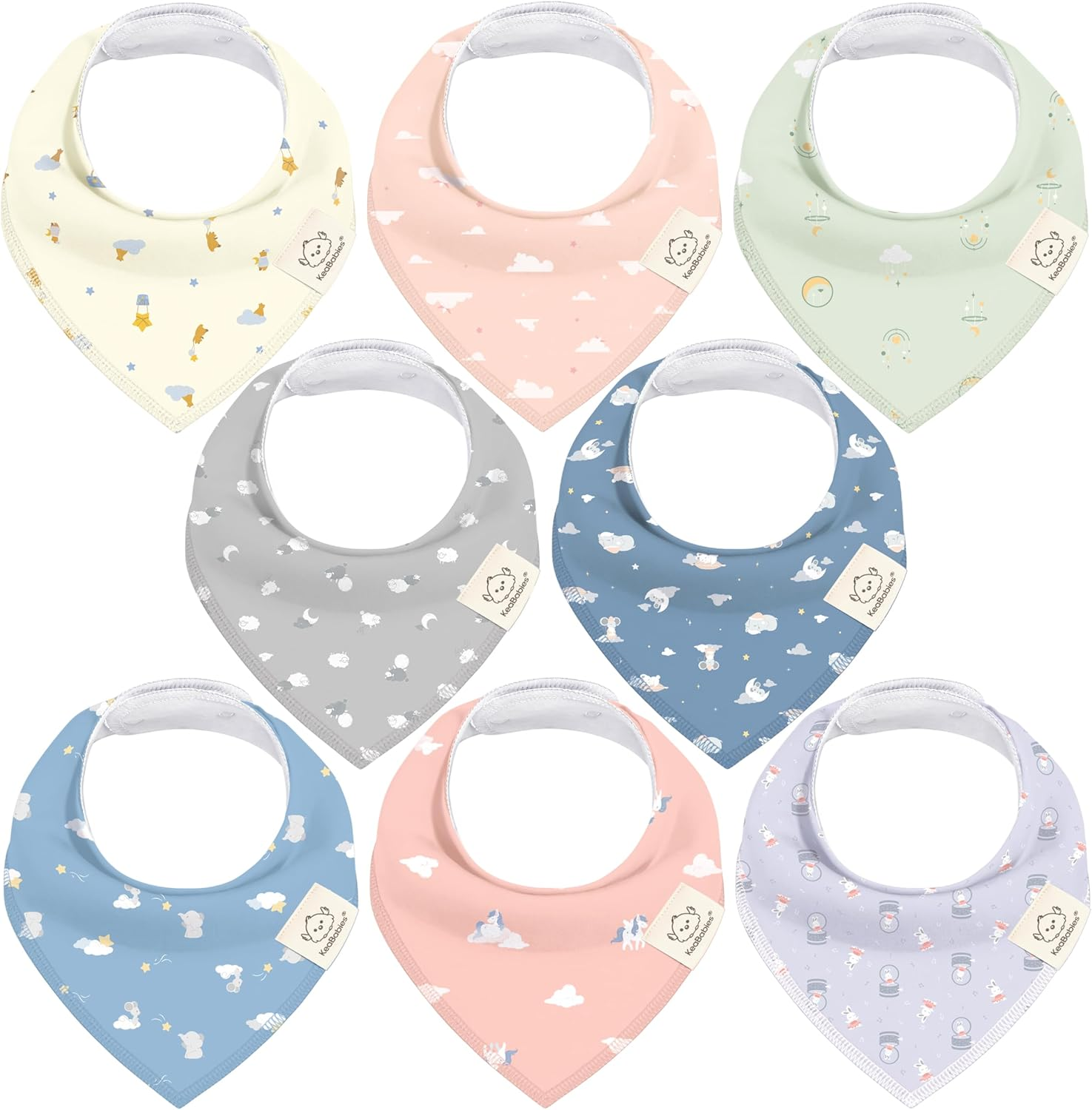 10-Pack Organic Baby Bandana Bibs - Organic Cotton Bandana Bibs for Boys, Girls - Super Absorbent Bandana Drool Bibs - Teething Bibs - Baby Bibs for Infant, Toddler (MONOS)