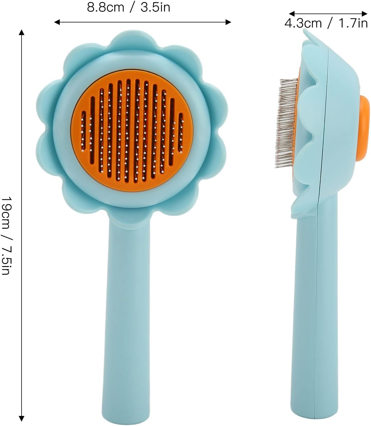 Slicker Dog Brush - 3.5X7.5In Stainless Steel Self Cleaning Slicker Brush for Dogs, Cats - Lightweight Grooming Brushes for Long Short Haired Dogs Cats, Removes Loose Fur Undercoat image number 2