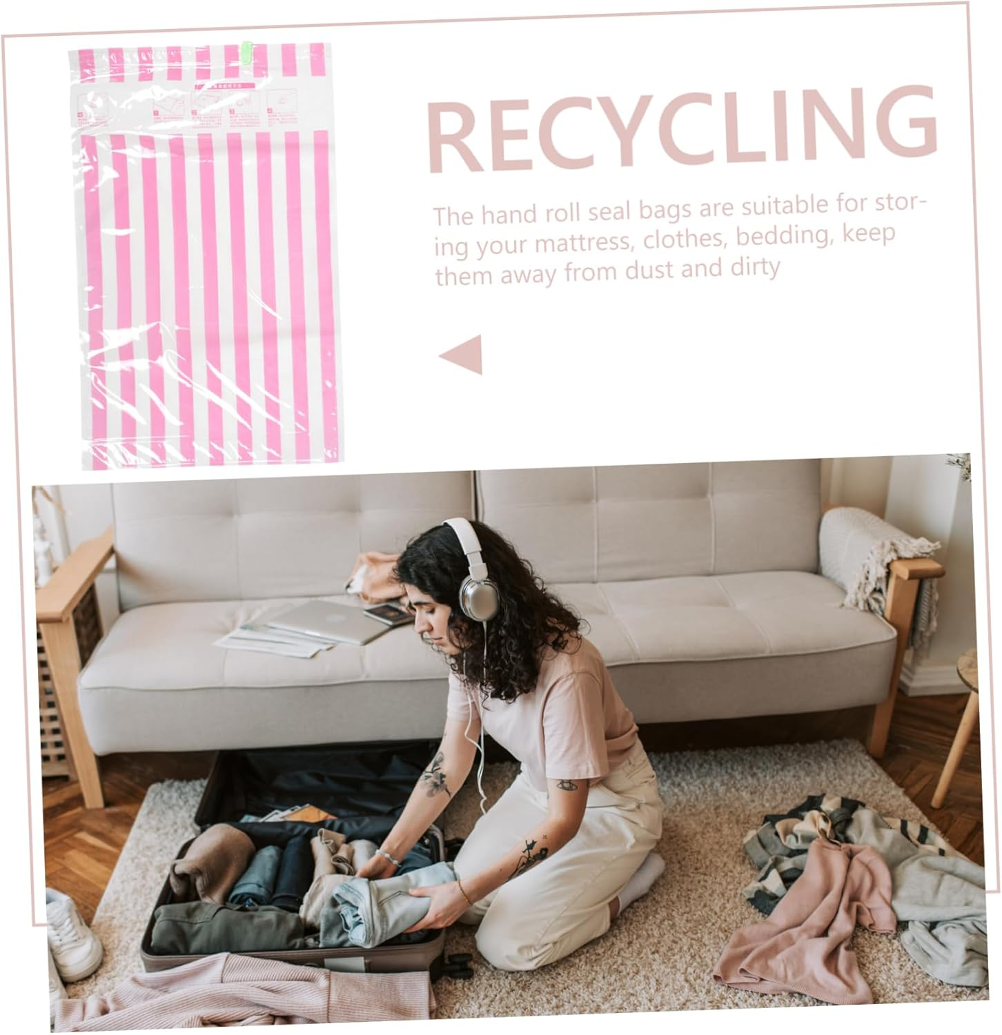 OKUMEYR 10Pcs Space Saving Storage Bags Vacuum Sealer Bags for Travel Accessories image number 1