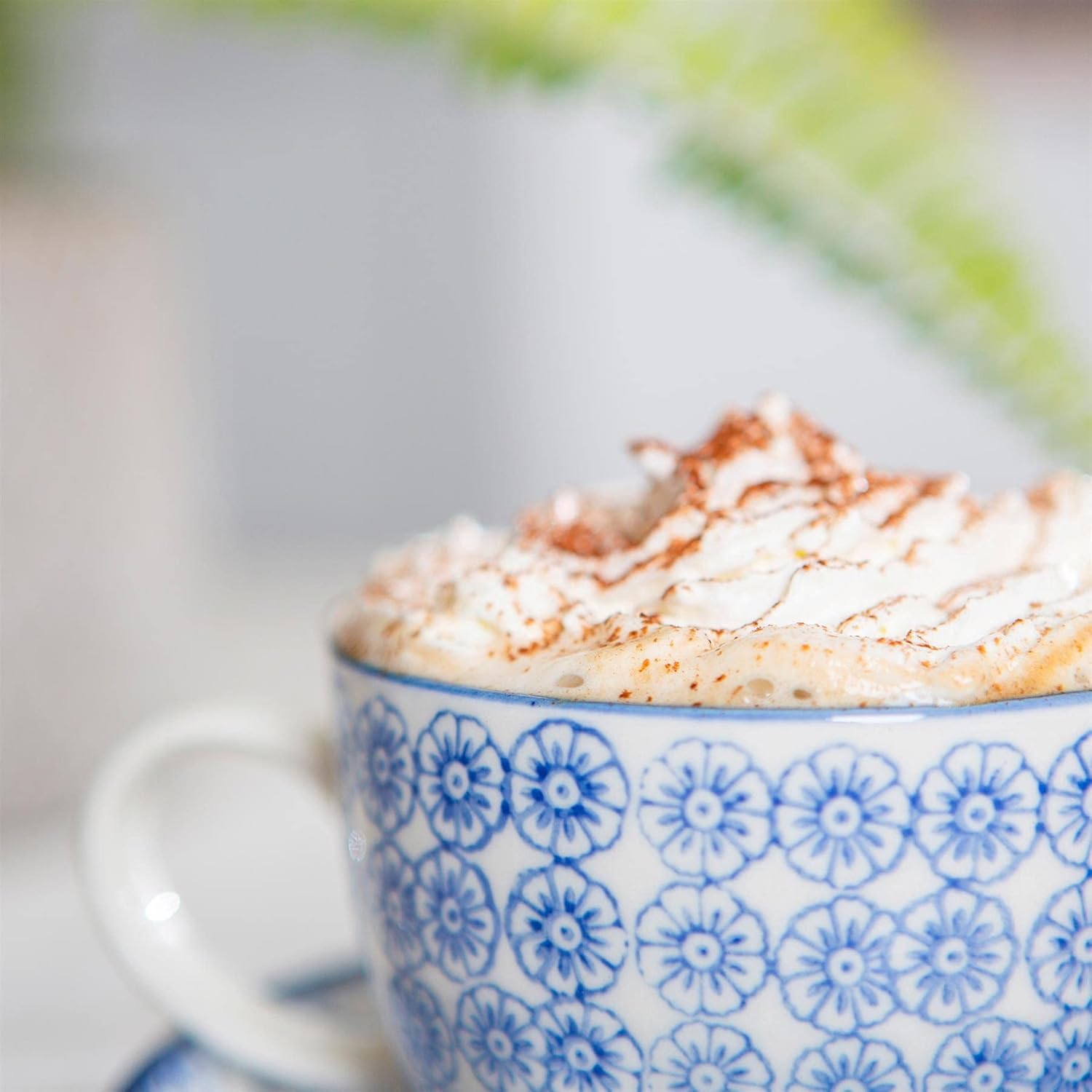 Nicola Spring Cappuccino Cups Set - 250Ml - Pack of 6-3 Coloured Hand Printed Tea Cup Coffee Cappuccino Mugs Latte Drinking Mug Tea Saucer Plates for Breakfast, Lunch, Brunch image number 2