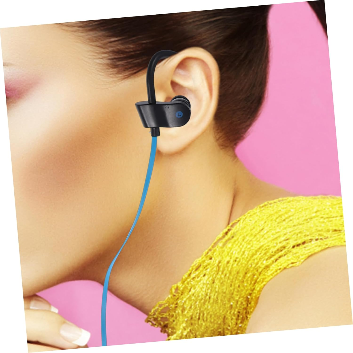 SEWACC Wired Ear Hook Earphones with Microphone, Stereo Headset for Sports and Running, Universal Compatibility, Secure Fit, Black and Navy image number 6