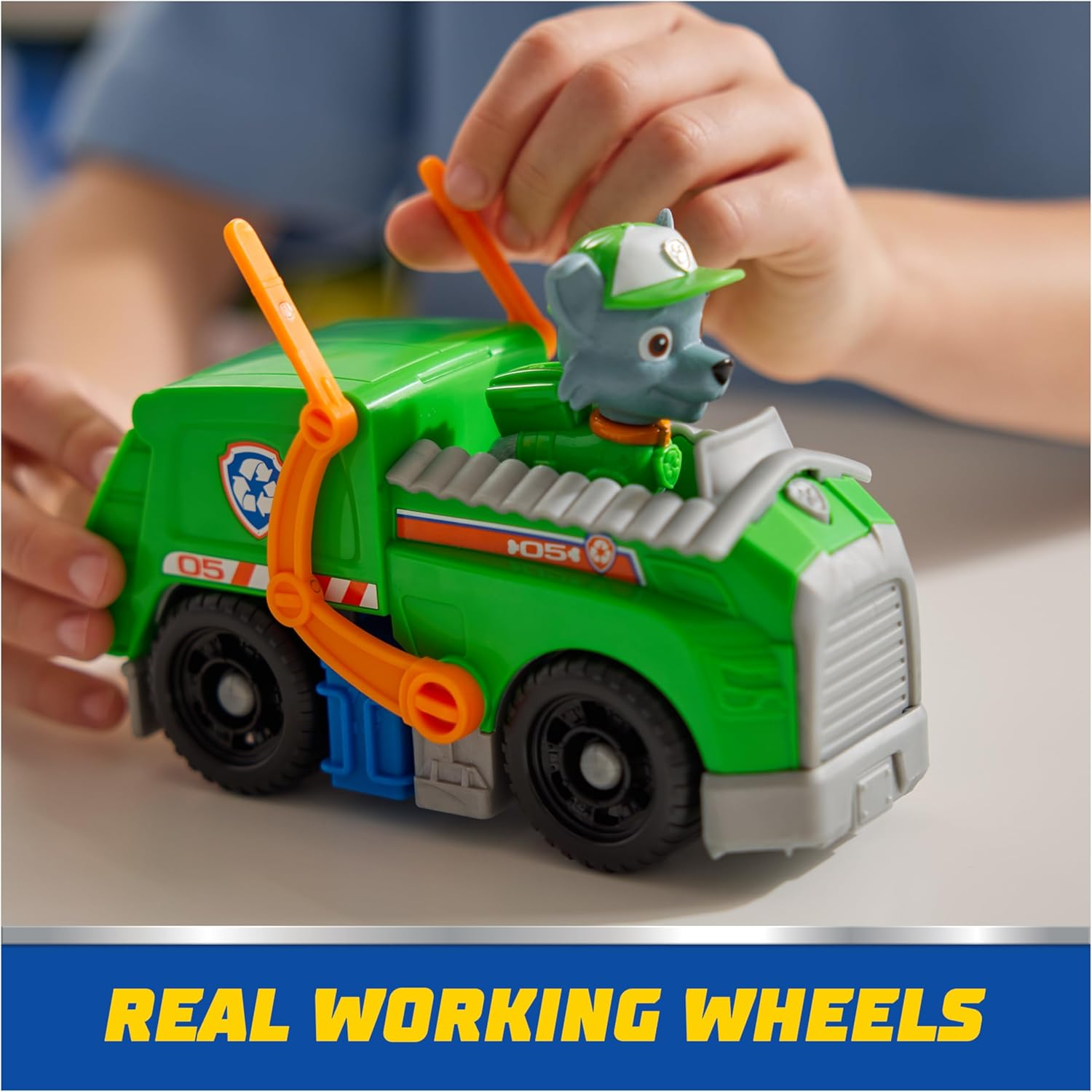 PAW Patrol, Rocky&rsquo;S Recycle Truck, Toy Vehicle with Collectible Action Figure, Sustainably Minded Kids Toys for Boys & Girls Ages 3 and Up image number 6
