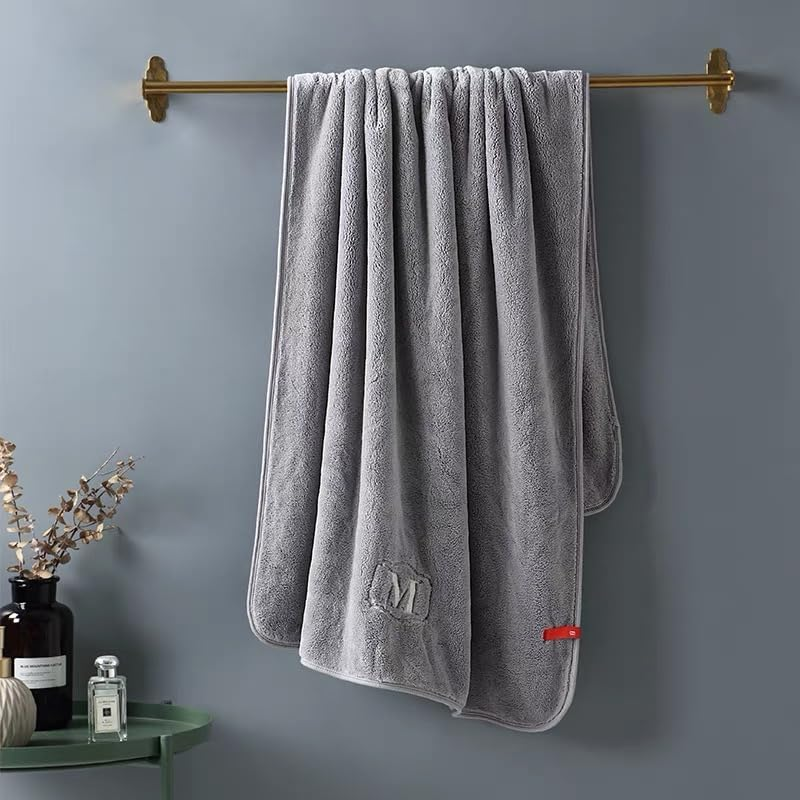 KKAERDIYA Microfiber Towel 90X160 Cm 2 PCS Bath Towel Microfiber Soft, Durable and Light Weight (35 * 75+80 * 150-GY) image number 6