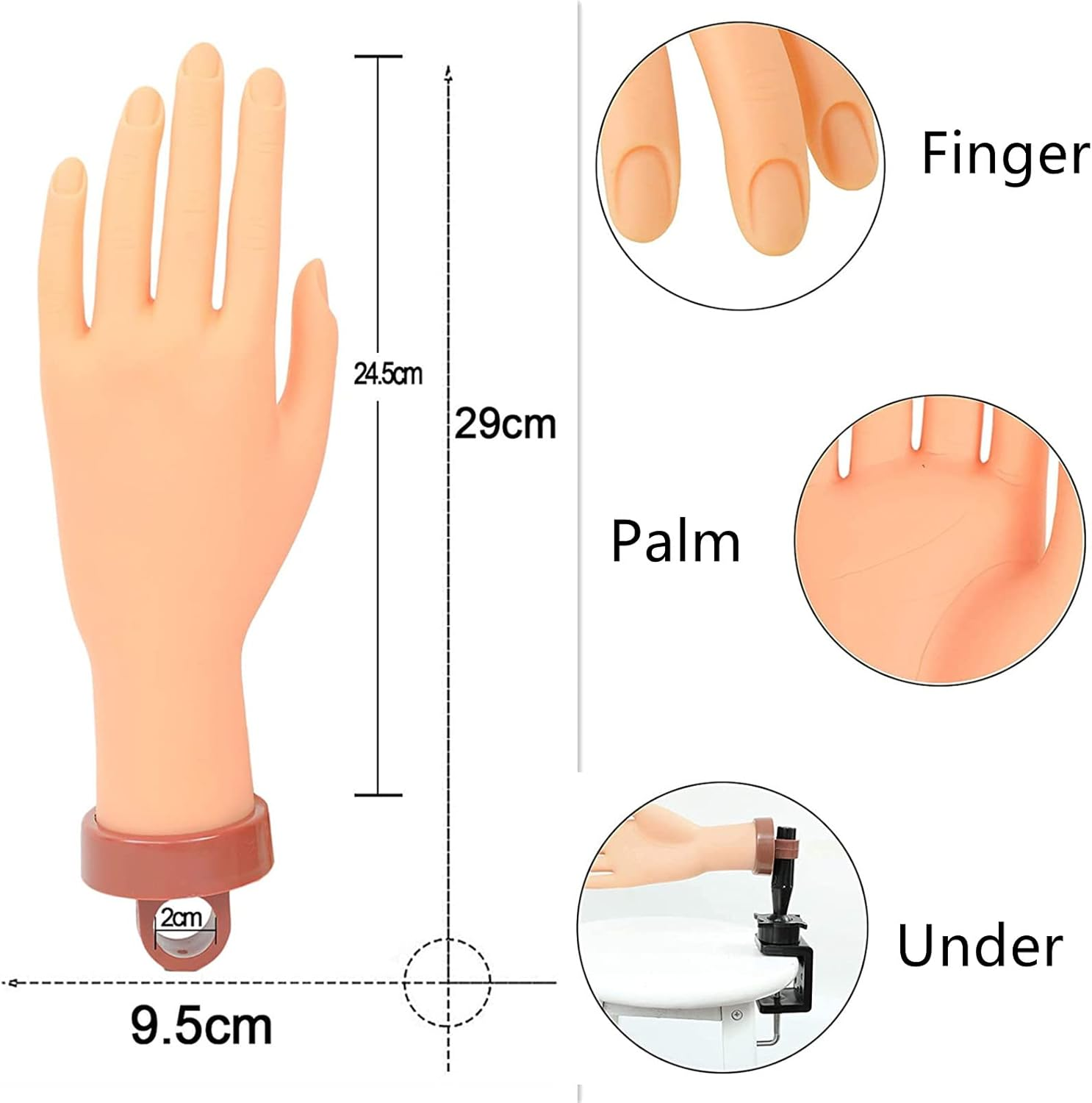 Nail Practice Hand for Acrylic Nails, Mannequin Hands for Nails Practice, Flexible Fake Hands to Practice Fake Nails Bendable Fake Hand Manicure Practice Hands Nail Art Training Hand 1Pc image number 5