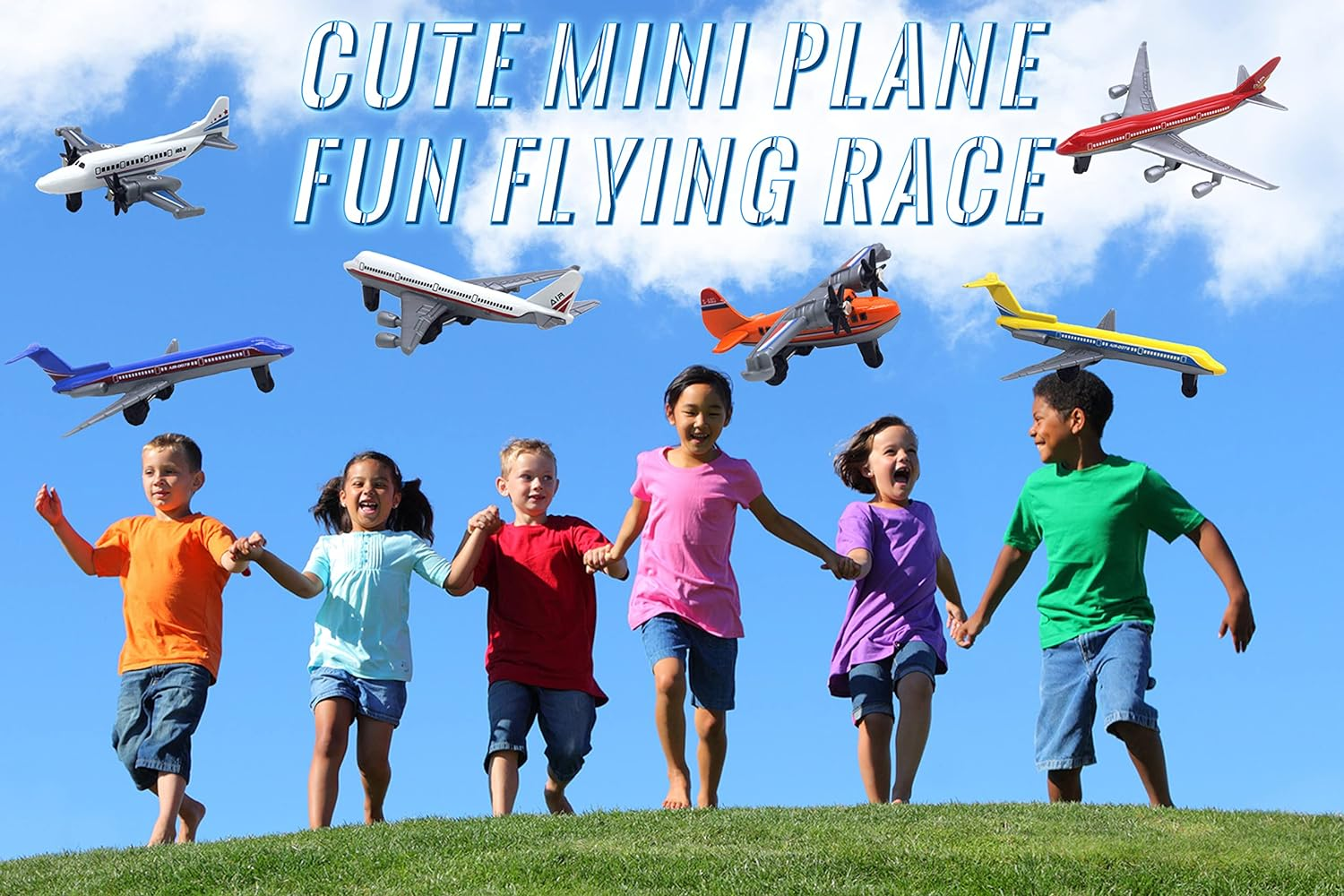 Toy Airplane 6 Pack Mini Diecast Airplanes, Aircraft Plane Playset Includes Glider Planes, Airlines Plane Toys for Birthday Party Favor Toys for Kids Boys and Girls