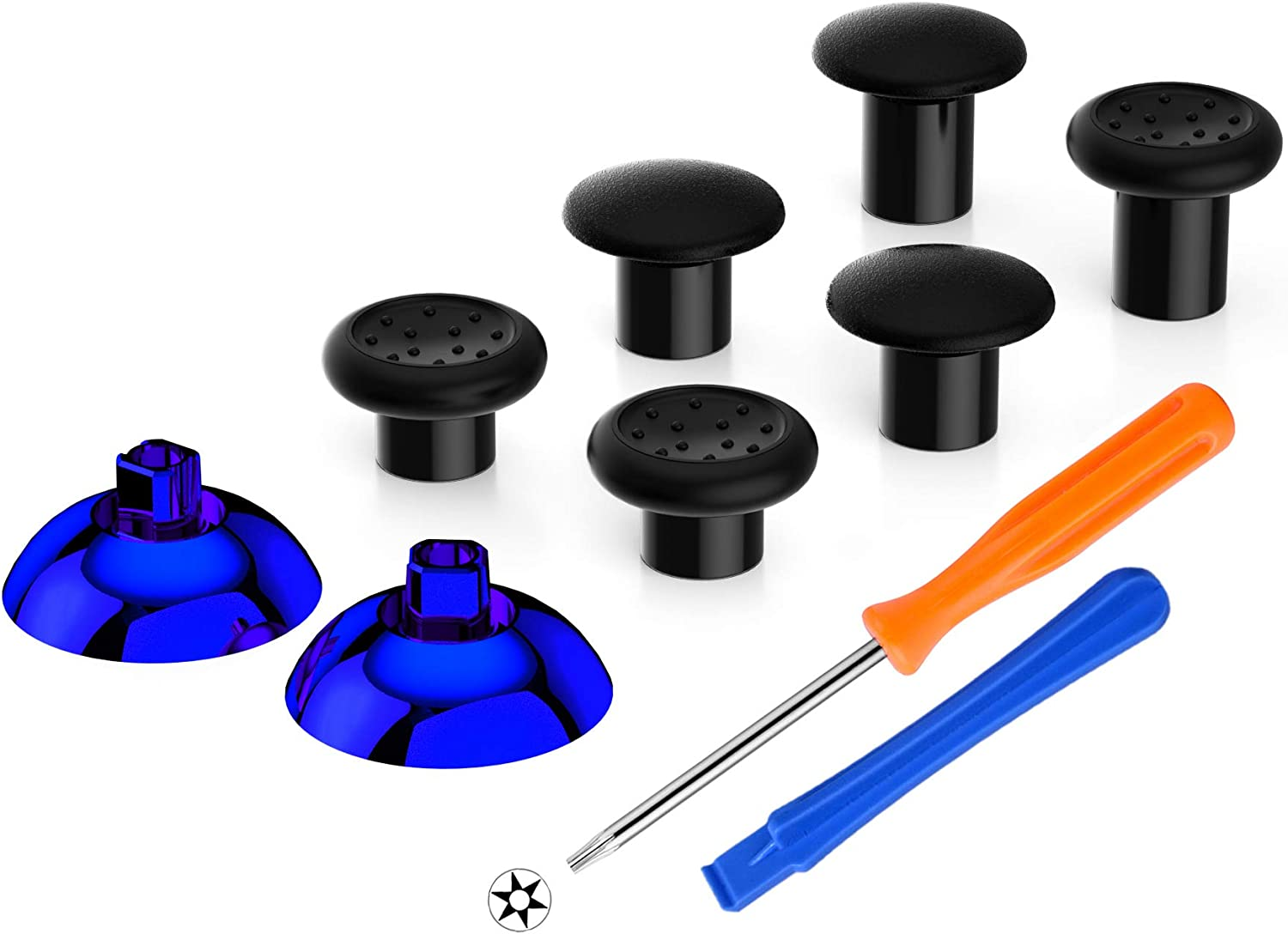 Extremerate Thumbsgear Interchangeable Ergonomic Thumbstick for Xbox Series X & S/Xbox One/Xbox One Elite/Xbox One S & X Controller W/ 3 Height Domed & Concave Grips Adjustable Joystick - Chrome Gold