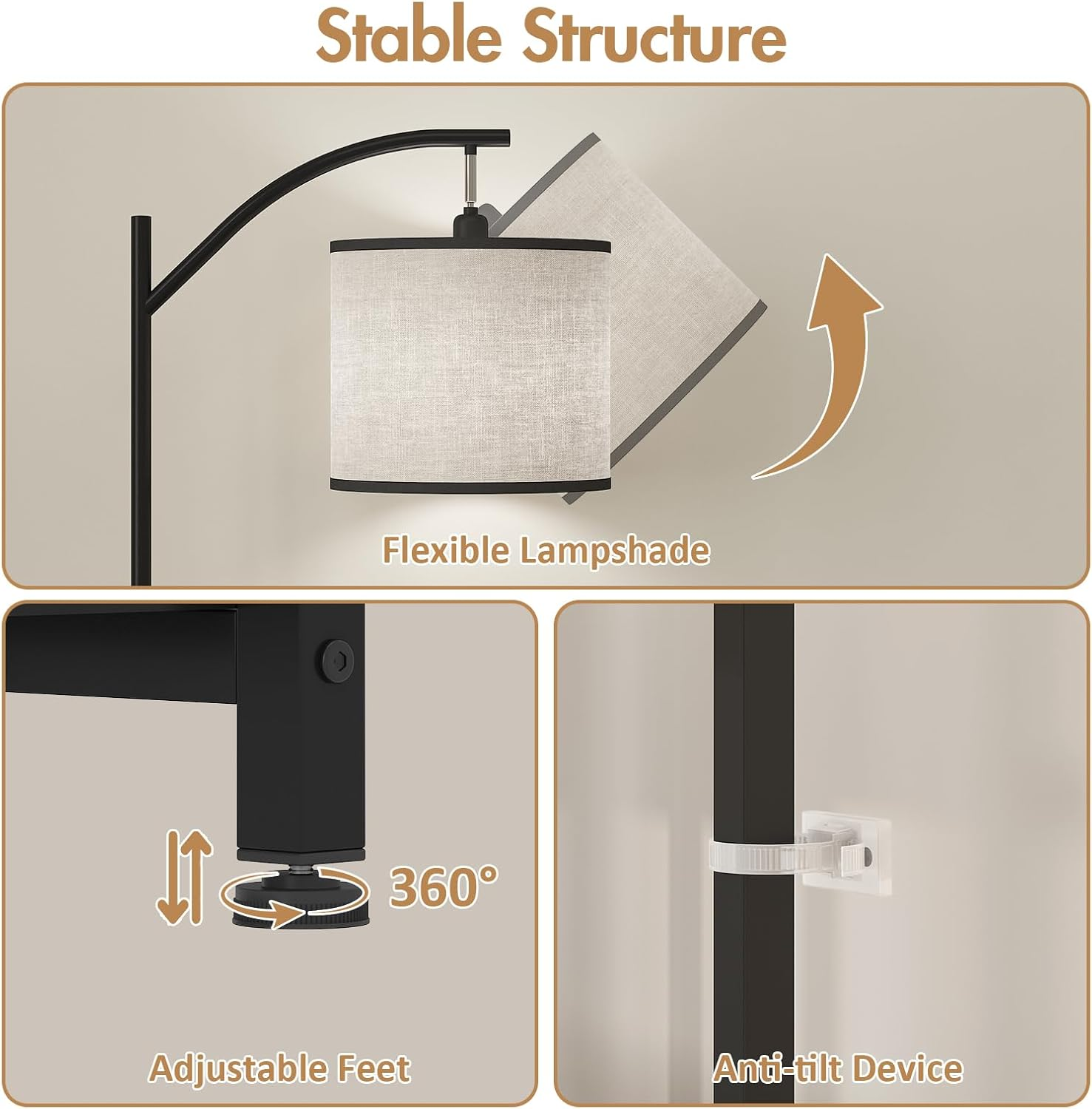 Advwin Floor Lamp with Table & 2 Drawers, End Table with 3 Color Temperature Reading Light, Side Table Lamp with USB & AC Charging Port for Living Room, Bedroom