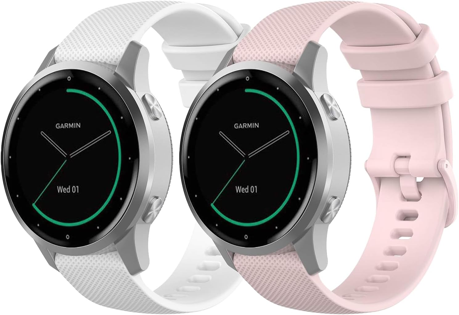 (2 Pack) T Tersely Band Compatible for Garmin Venu4 41Mm/Forerunner 265S/ Venu 3S/ Vivomove 3S/ Vivoactive 4S/ Forerunner 255S, 18Mm Silicone Sport Straps Quick Release for Garmin Venu 2S image number 3