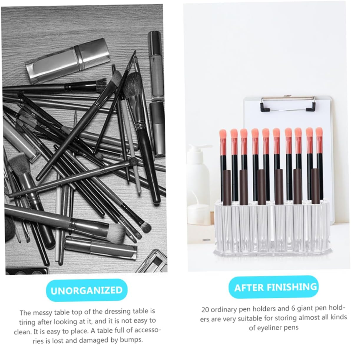 FRCOLOR 26 Pen Display Stand Makeup Brush Organizer Eyeliner Stand Makeup Brush Holder Makeup Pen Holder Makeup Display Stand Lip Liner Organizer Lip Liner Holder Eyeliner Holder Acrylic image number 6