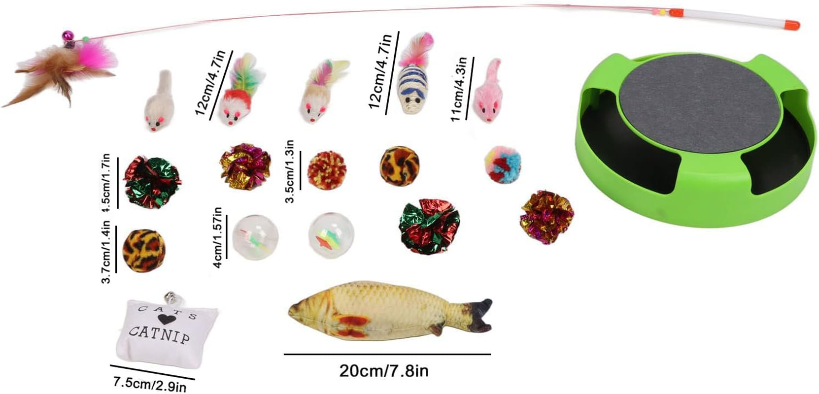 19Pcs Cat Mouse Catching Toys, Plastic Feather Plush Cat Scratching Mouse Plate Toy, Interactive Cat Toy Rotating Mouse Pet Toy Cat Stick Cat Toys Pet Cat Toy Set for Cat Kitty image number 2