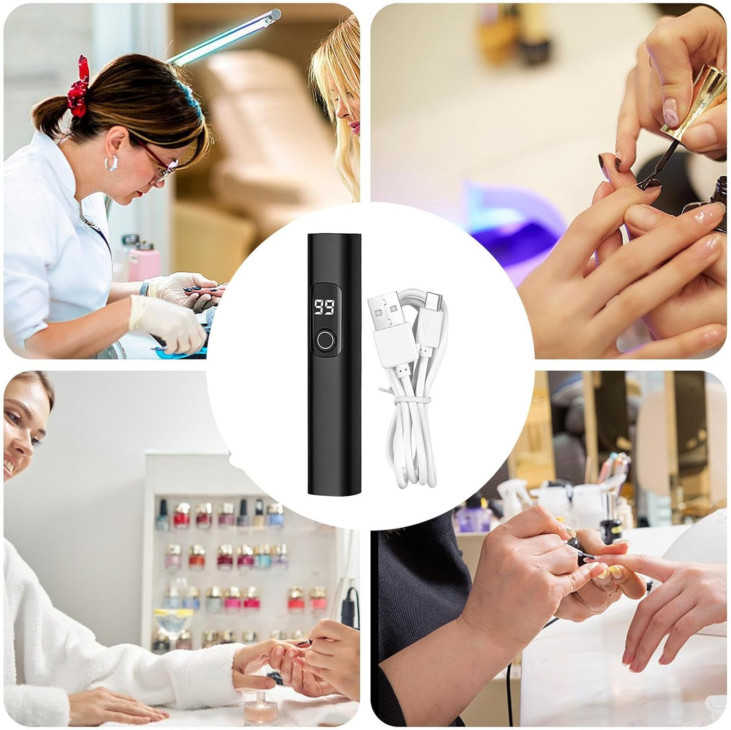 Mini UV Light for Nails - Fingernail Curing Dryer USB Charging,Portable LED UV Nail Light with 2 Timing Modes for Camping Airplane Road Trip Desk Salon Studio Home Girls Manicure