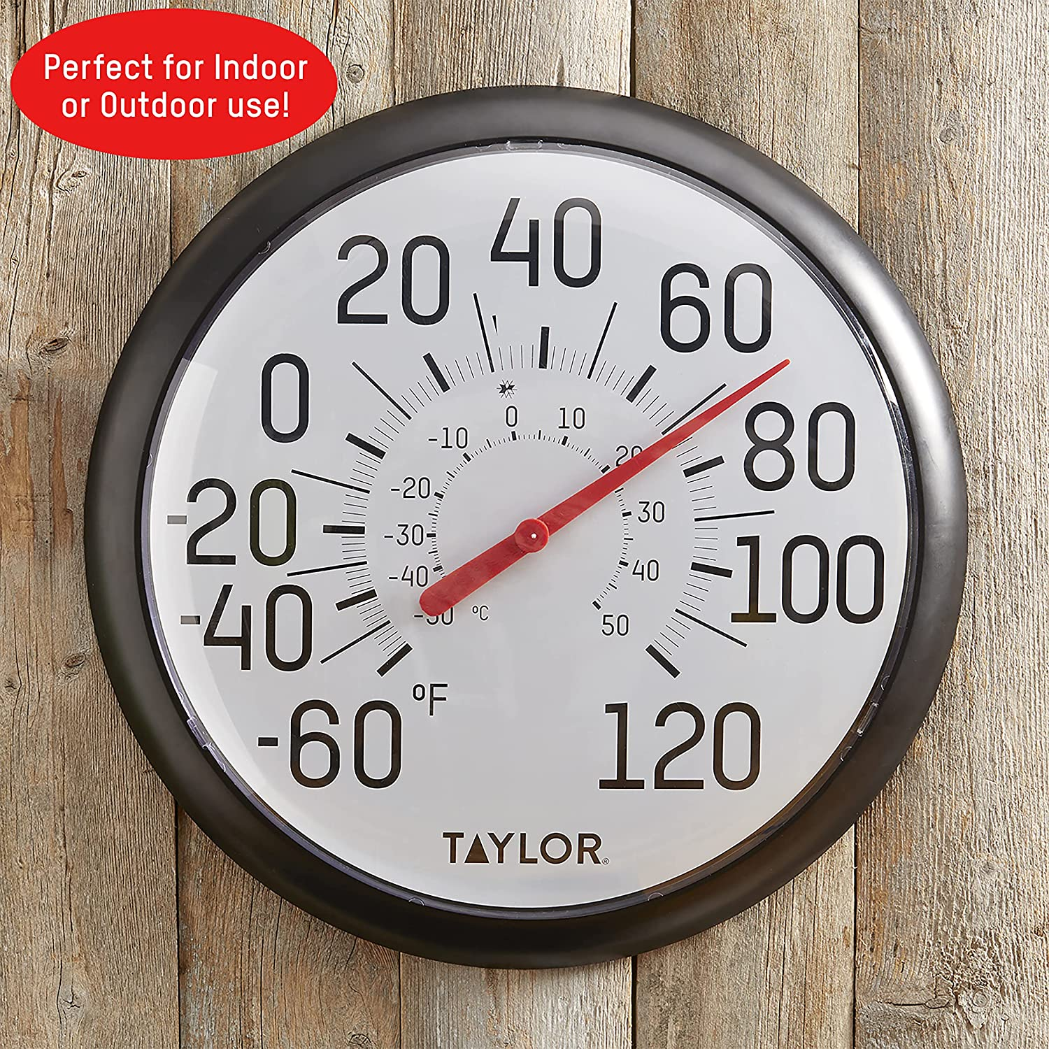 Taylor Precision Products Big and Bold Wall Thermometer, 13.25 Inch, Black image number 2