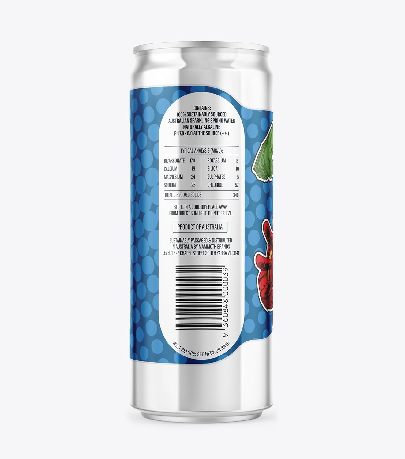 Rippl Marvel Iron Man & Hulk Canned Sparkling Mineral Water, 330 Ml, 24 Pack