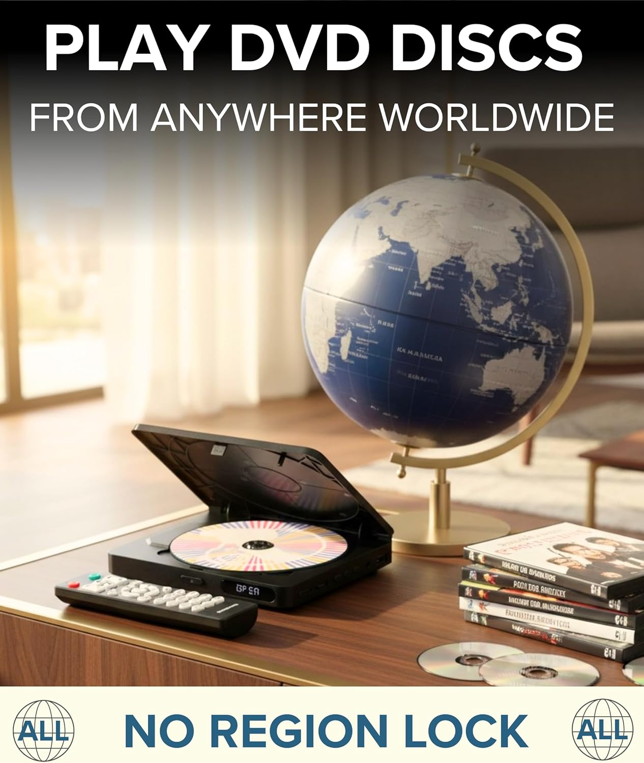 Small Mini Multi Region HDMI DVD Player for TV &ndash; Powered from USB Socket or Included UK Mains &ndash; 1080P &ndash; Full Function Remote - LED Display &ndash; GT-MICRO-DVD image number 1