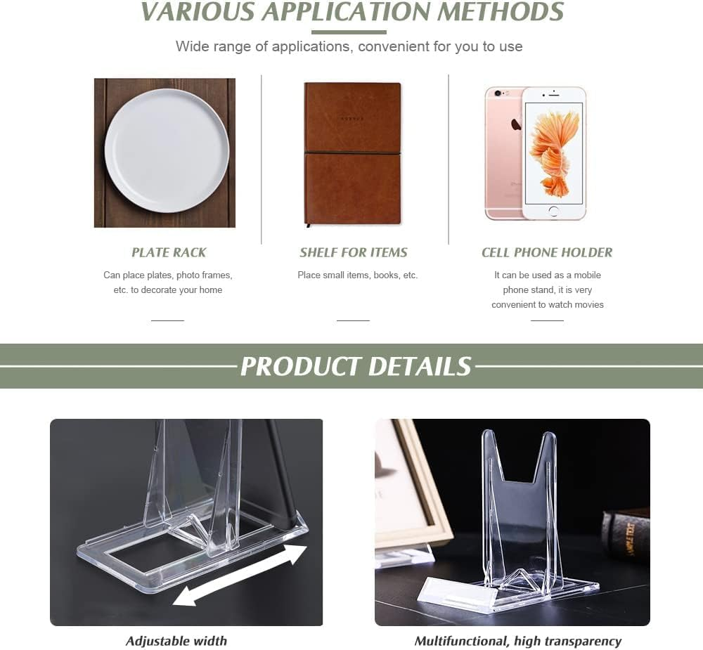 12 Pack Clear Acrylic Plate Stands - Plastic Display Holders & Mini Easels for Pictures or Plates - Ideal for Home, Office, Festival & Party Decor image number 6