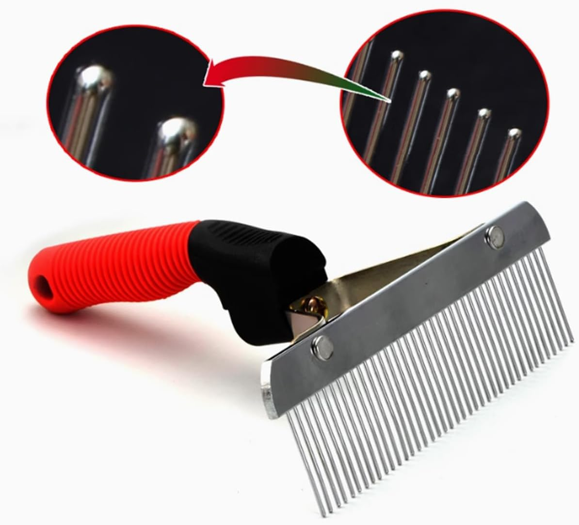 AIMALL Rubber Handle Pet Rake Comb - Big Dog Grooming Brush for Medium to Long Hair, Knot Removal, and Undercoat Cleaning image number 5