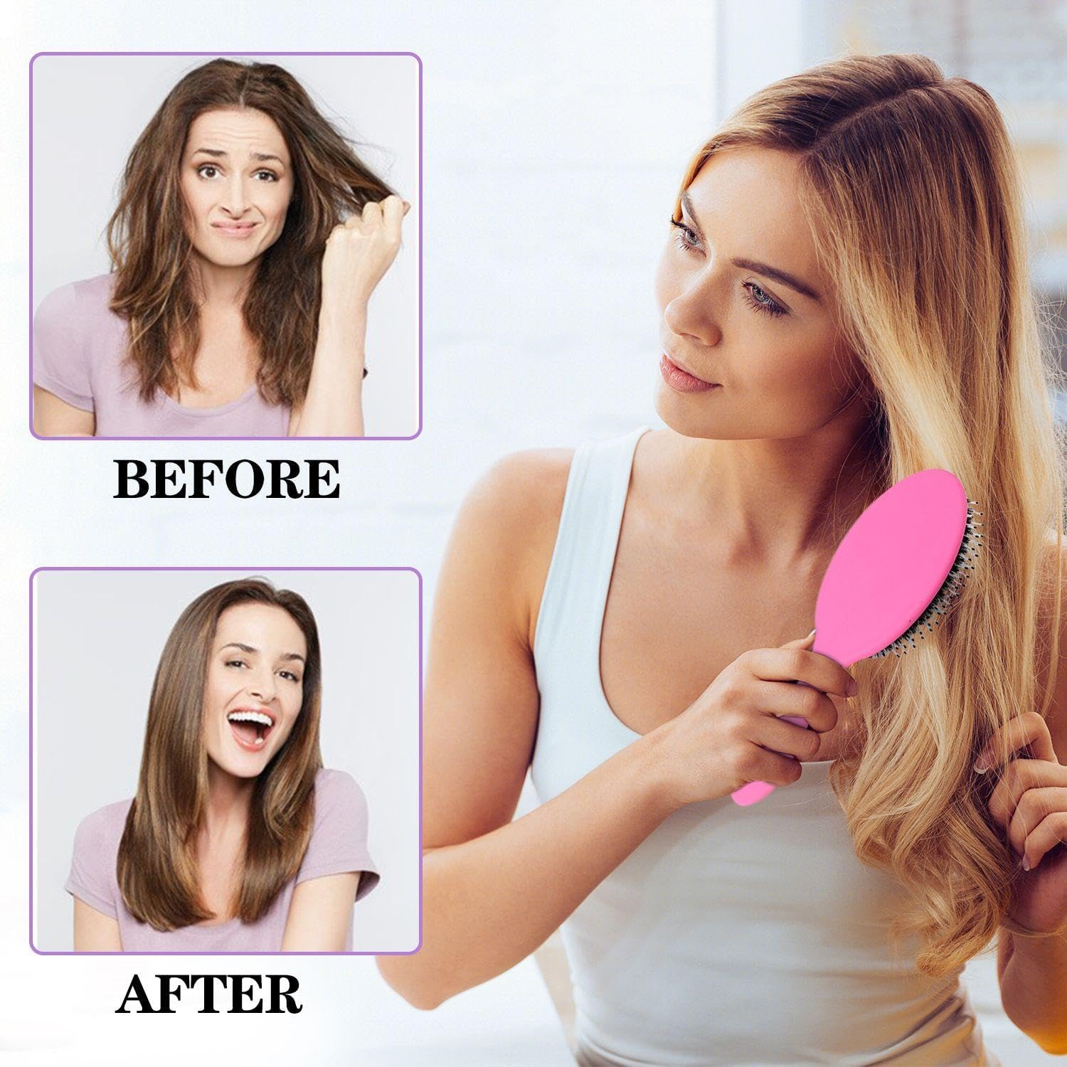 2 Pieces Oval Air Cushion Comb, Hair Styling Tools, Scalp Massage Comb, Hair Styling Accessories, Hair Fighter Tools image number 4