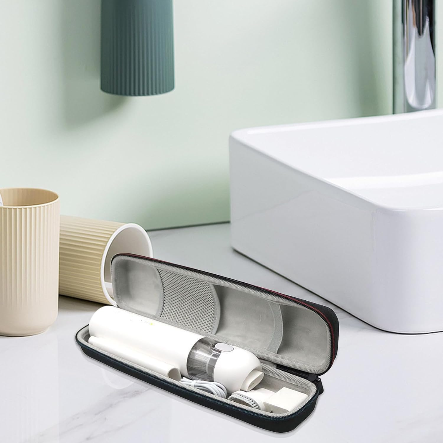 Kuehssn Flat Iron Travel Case - Portable Hair Straightener Storage Pouch - with Handle, Shock Resistant, Travel Organization for Curling Wand Straightening Iron Flute Small Vacuum Cleaner, Single image number 2