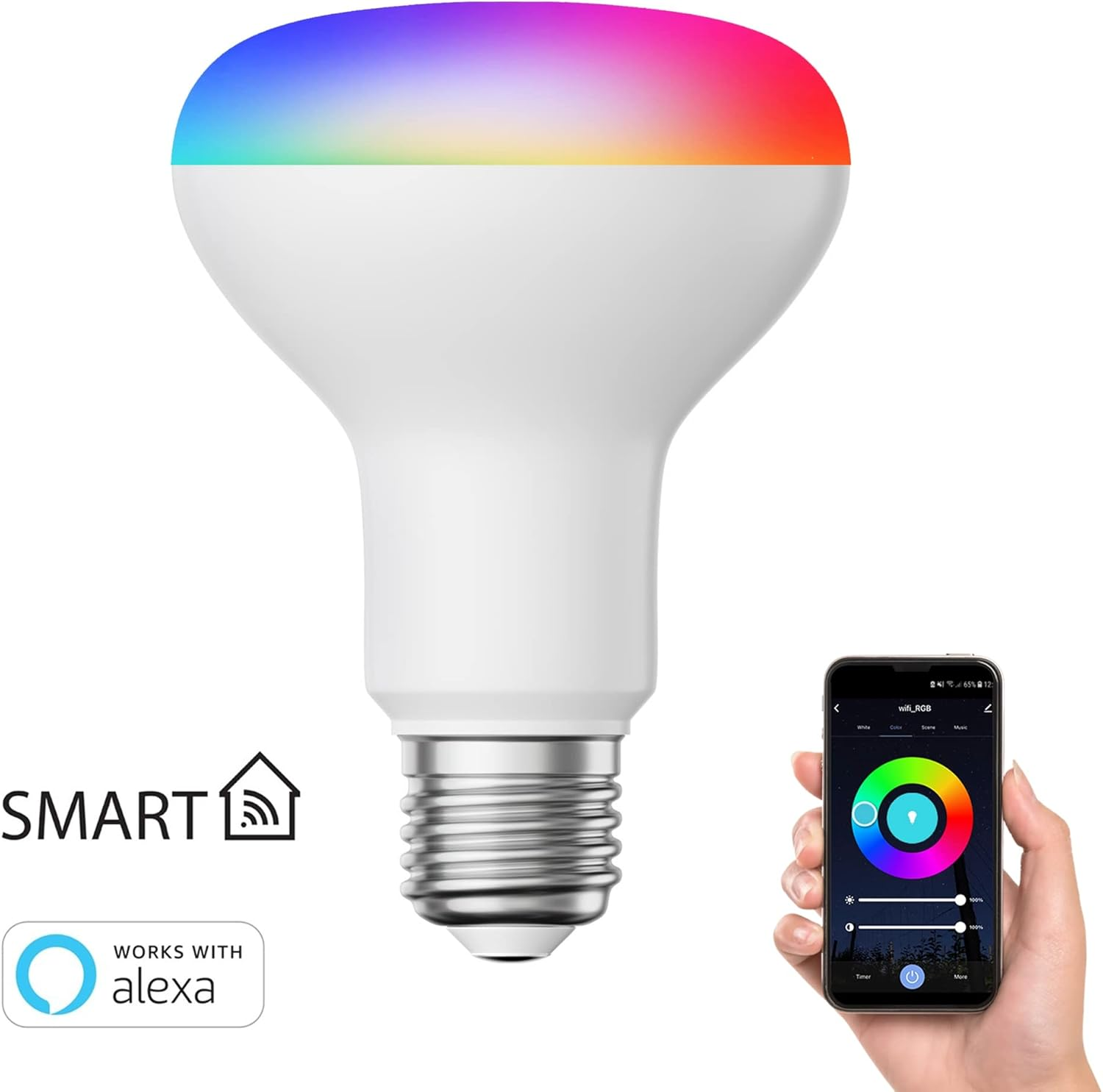 Ledscom.De E27 LED RGB Reflector, R80, Warm White - White (2700-6300K), 9.9W, 950Lm, Smart Home, Wifi, Alexa, Matte, Pack of 4