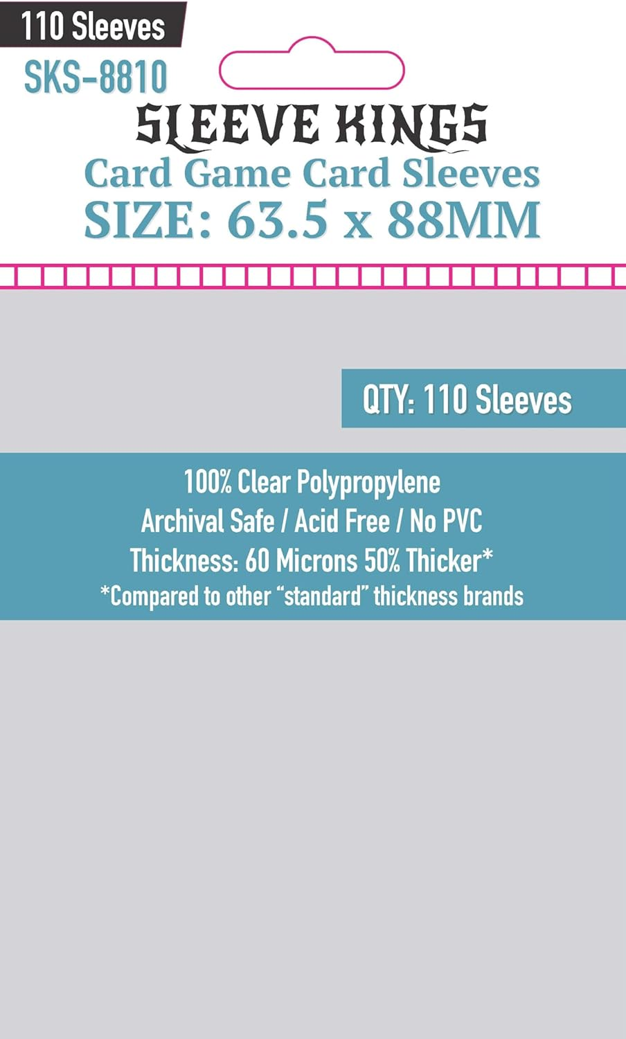 Sleeve Kings Board Game Sleeves Card Game (63.5Mm X 88Mm) (110 Sleeves per Pack) Card Sleeves image number 3