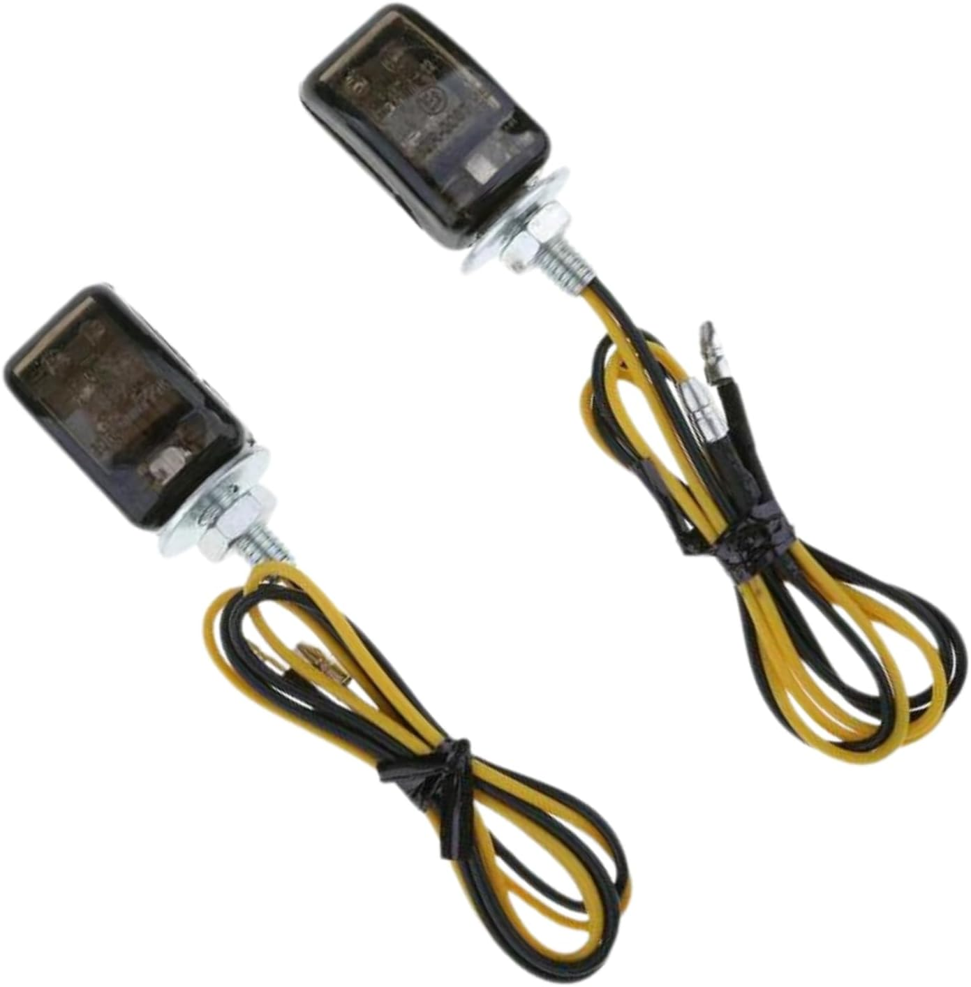 TDR 2Pcs Motorcycle LED Turn Signal Indicators Chrome Micro Mini Tiny Small Amber Light 6Mm Thread Plastic Glass Universal Fit Left Right Pair image number 3