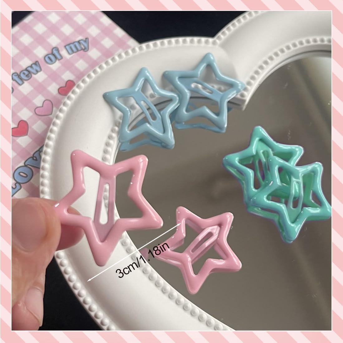 BIRLOZA Pack of 10 Star Hair Clips, Mini Hair Clips, Colourful Star Hair Clip, Hair Accessories, Pentagram, Metal Snap Headpiece, for Children, Girls and Madame image number 1