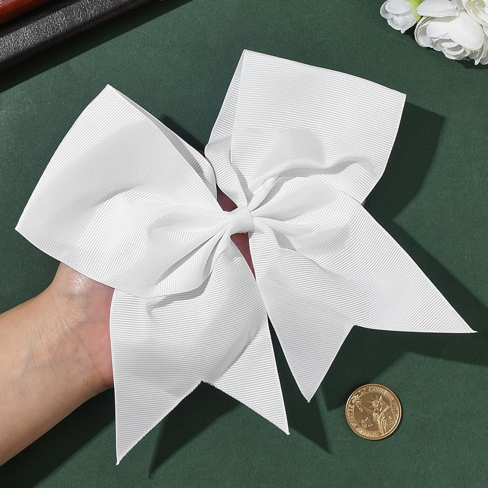 SUNNYCLUE 2Pcs Bow Hair Scrunchies Bow Scrunchies 20Mm Large White Soft Polyester Ribbon Bowknot Hair Ties with Long Tails Elastic Rubber Bands for Women Adults Holiday Fashion Gifts Accessories image number 4