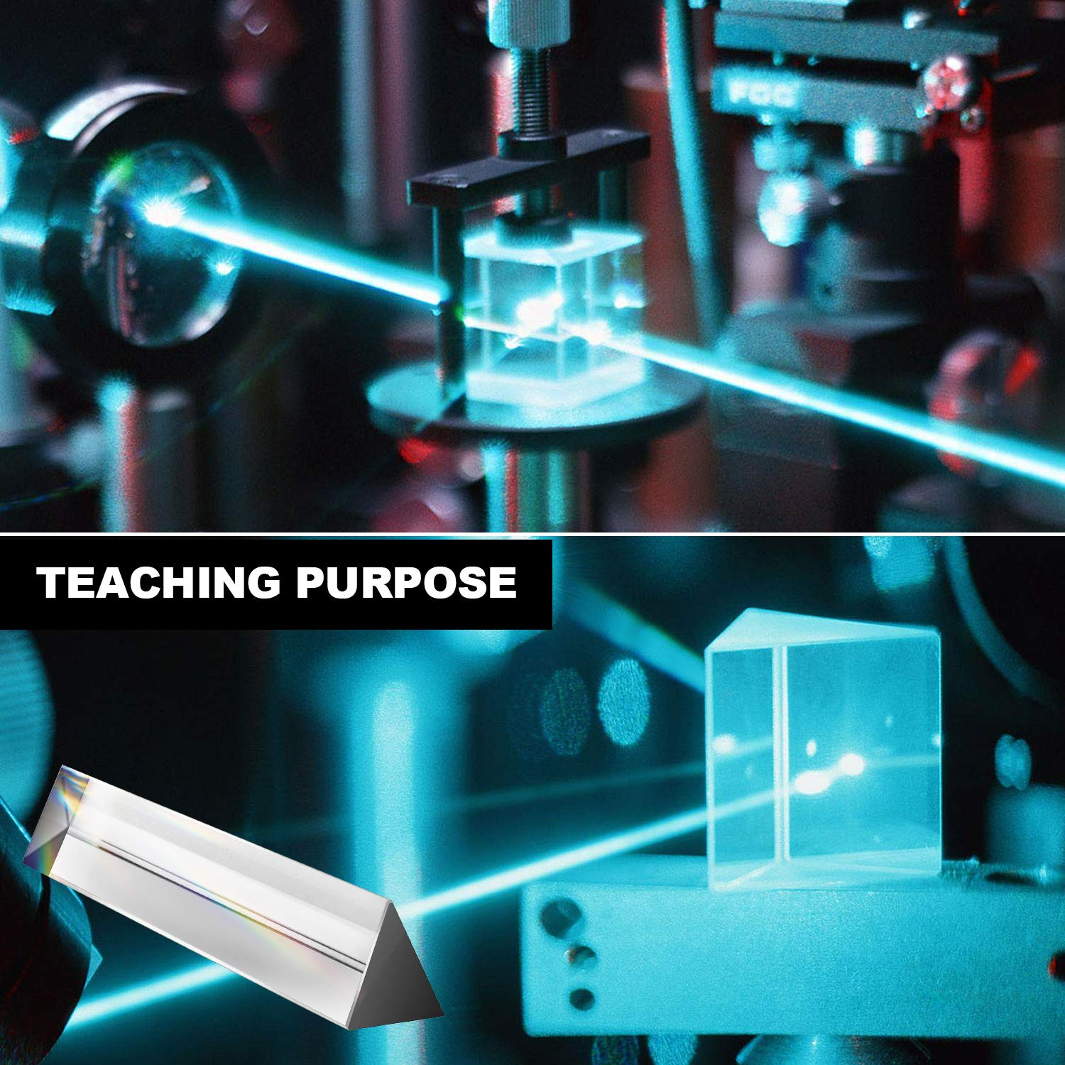 2 Pack 6-Inch Crystal Optical Glass Triangular Prism for Photography, Kids, Science, Teaching Light Spectrum, Physics and Taking Photos Pictures (Set of 2, 150Mm) image number 5