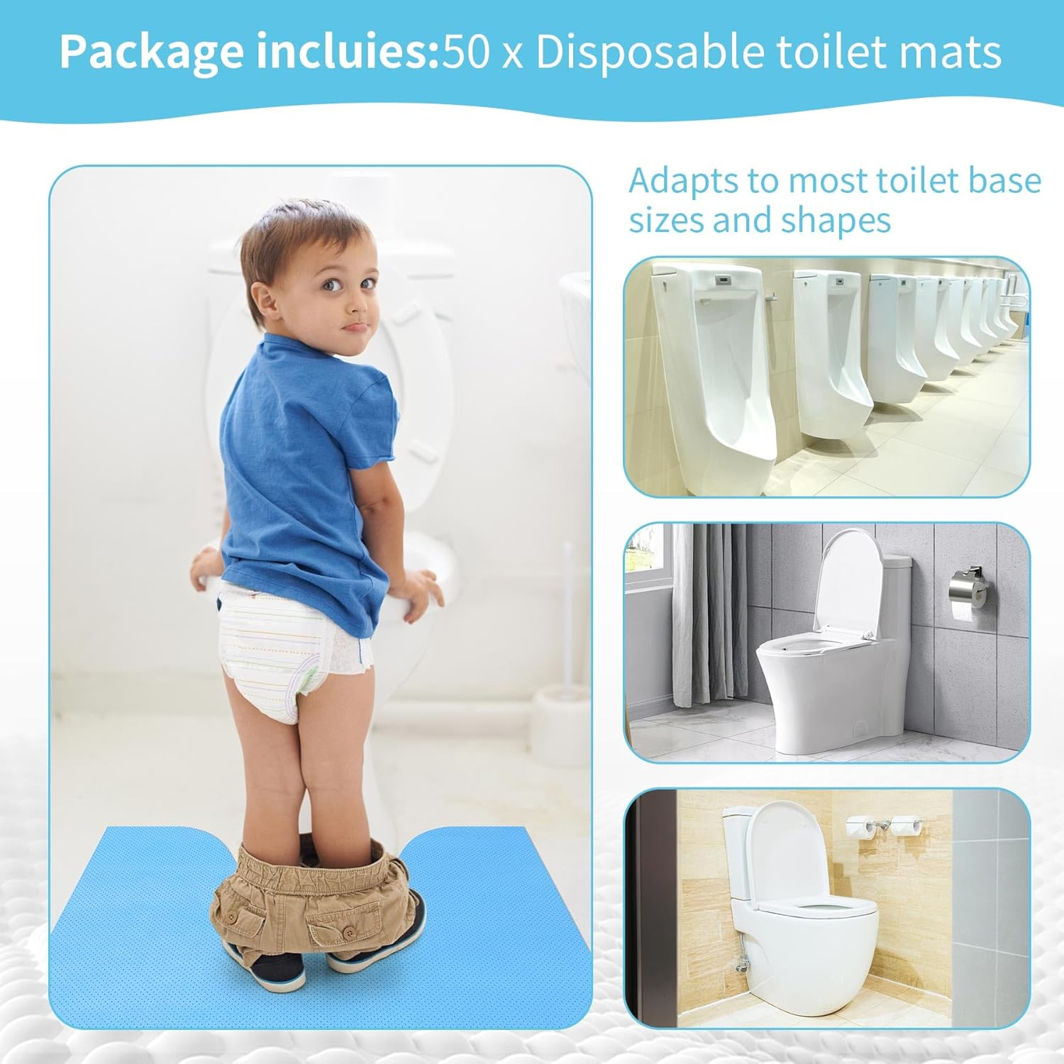BREENHILL 25 Pack Disposable Toilet Mats for a Hygienic & Stress-Free Everyday Home Bathroom Experience,Toilet Floor Protector from Urine,Disposable Toilet Floor Mat for Urine image number 4
