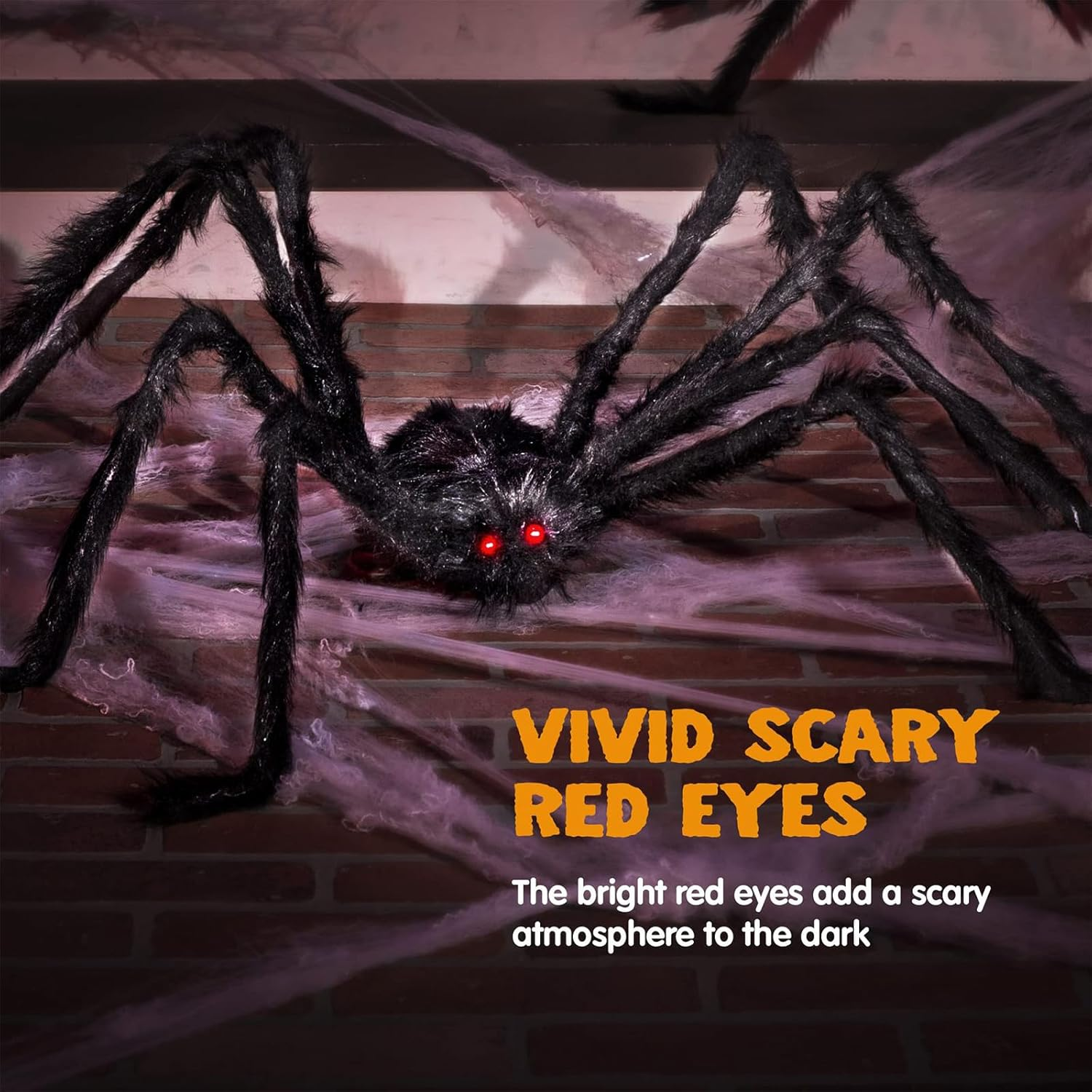 Giant Yard Halloween Decorations Outdoor Spider Web with 150CM Spider outside Scary Decor Hanging Triangular Mega Spider Web Fake Spiders Stretch Cobweb Set Party Supplies Favor image number 2