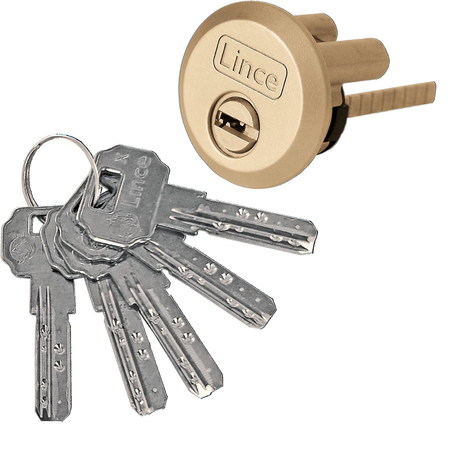 Lince 4930-Hl Supra Key Lock Brass Plated image number 1