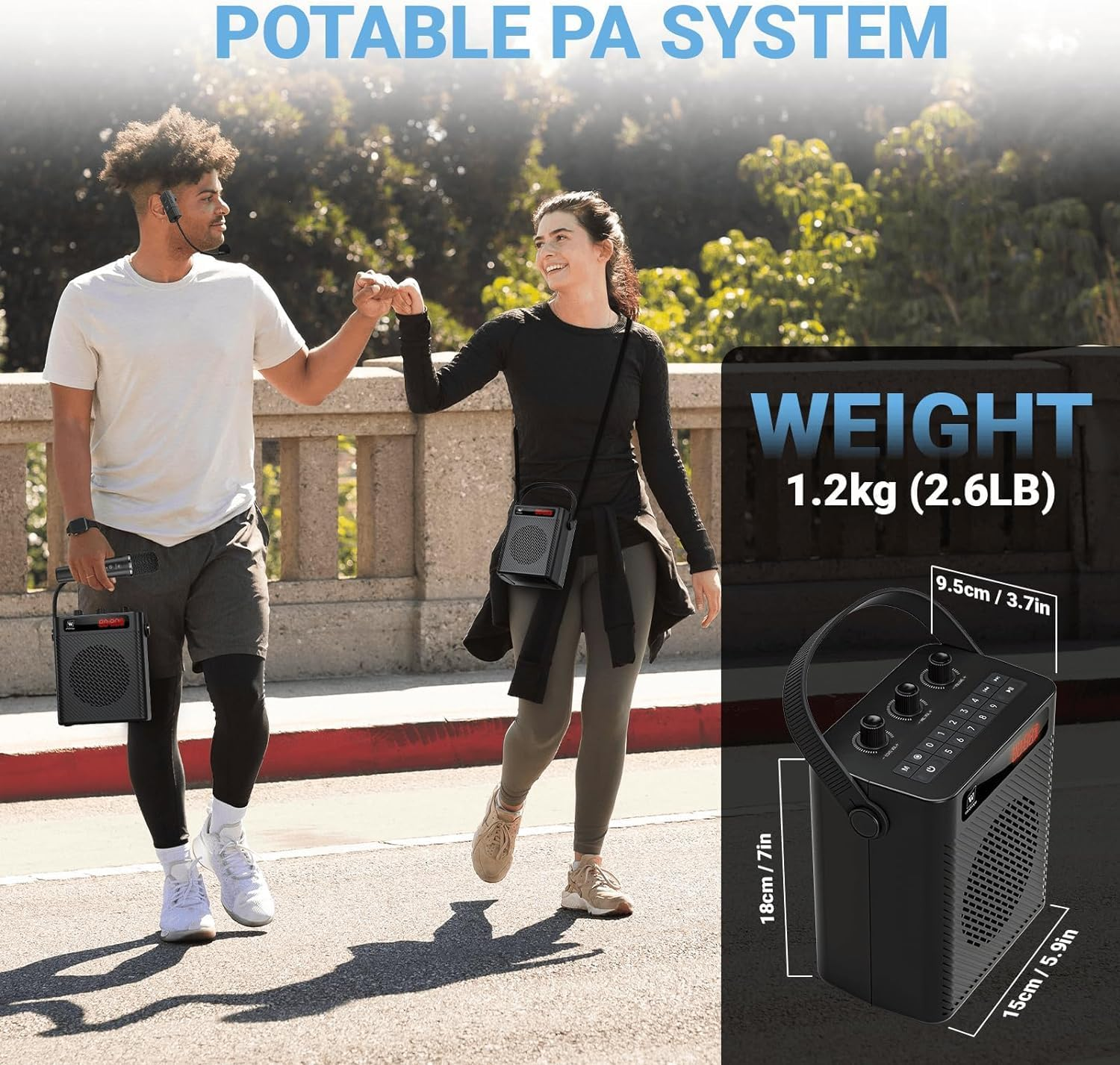 Winbridge 40W Portable PA Speaker System with Two Wireless Microphone, Wireless Voice Amplifier, Bluetooth Speaker and Microphone, Megaphone for Teachers, Presentation,Outdoor Activities Etc, S95 image number 4