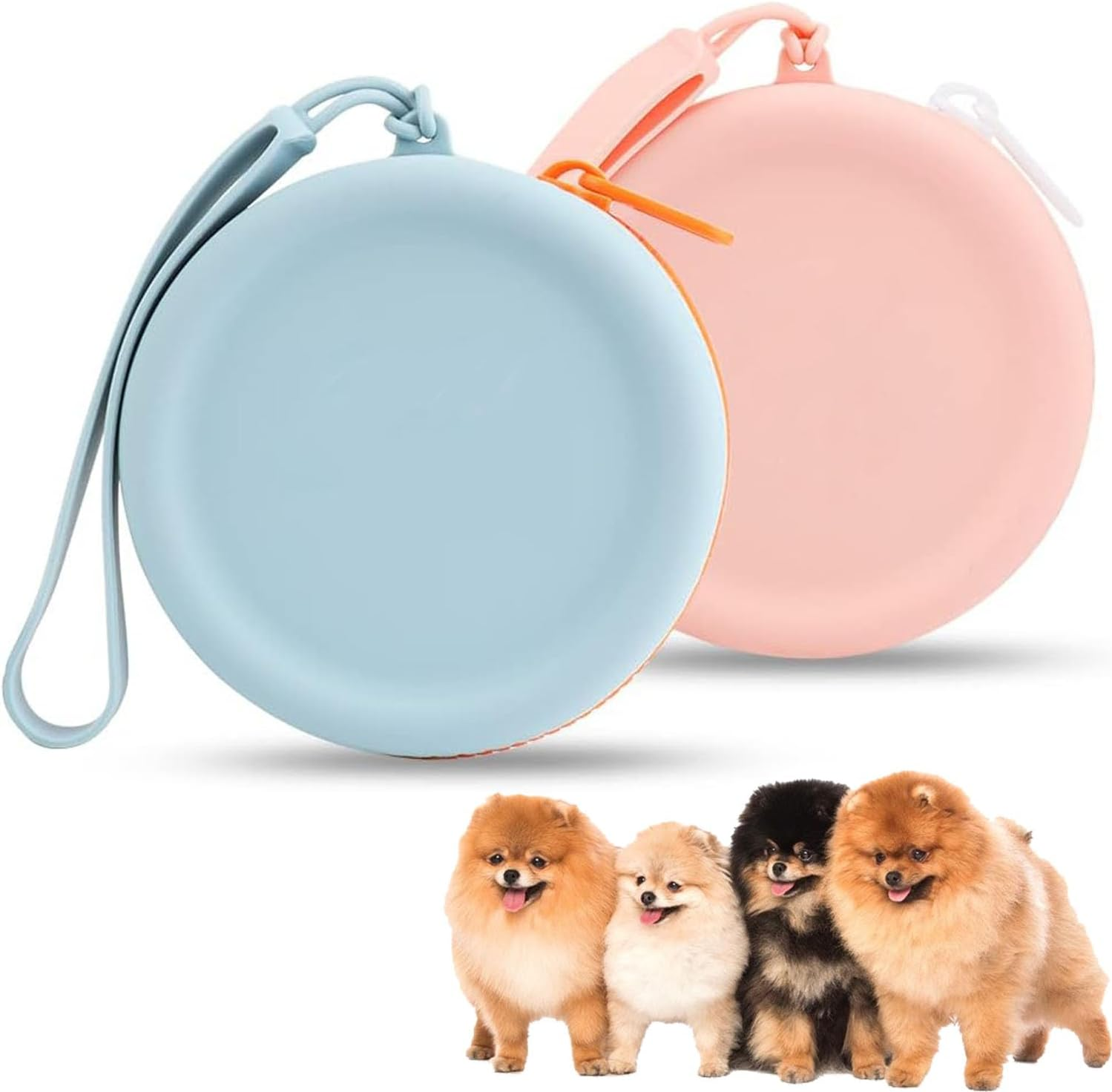 2Pcs Portable Puppy Snack Pouch, Pet Walking Bag for Dog and Cat, Silicone Treat Pouch for Reusable, Zippered Dog Treat Pouch with Handle, Dog Pouch for Training Coin Purse (Sky Blue & Light Pink) image number 2