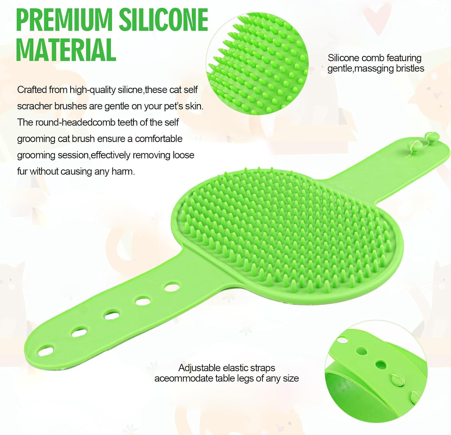 CLERIVI Cat Self Groomer, 4PCS Silicone Corner Chin Scratcher, Rubber Face Grooming Brush for Indoor Cats, Wall Brush for Sofa Table Legs, Multiple Colors image number 2