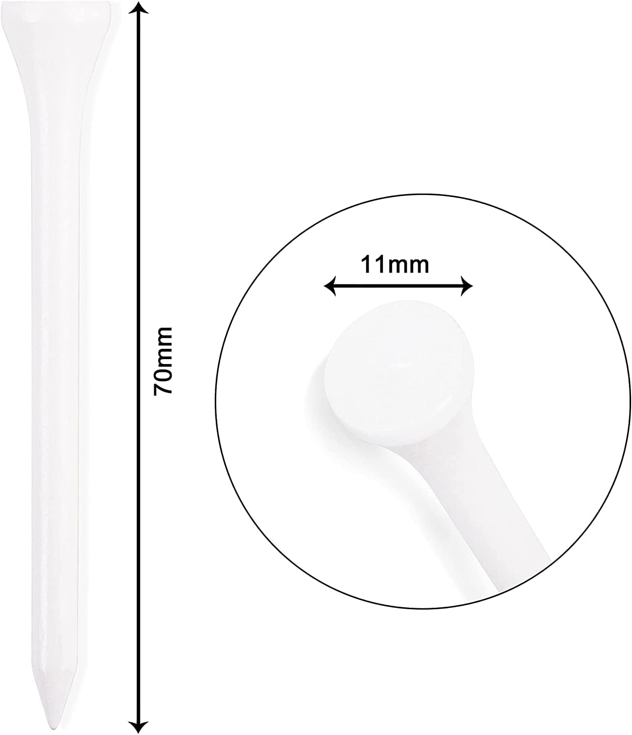 Hh-Golf 1000 Pcs Golf Tees Bulk Wood Tees 2 3/4 Inch (7.0Cm) Tall, Less Friction Professional White Wooden Tees for Clubs image number 1