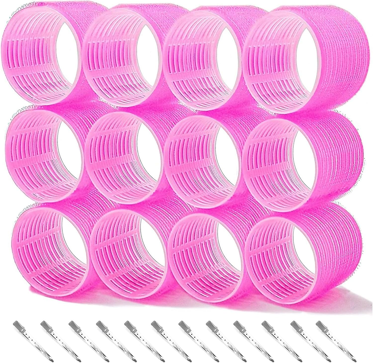 Curlers Large Curls 24 Pieces, Curlers without Heat Self-Adhesive Adhesive Rollers, Jumbo Large Hair Rollers Hair Rollers 64 Mm with 12 Pieces Duck Beak Clips for Long Hair and Short Hair image number 5