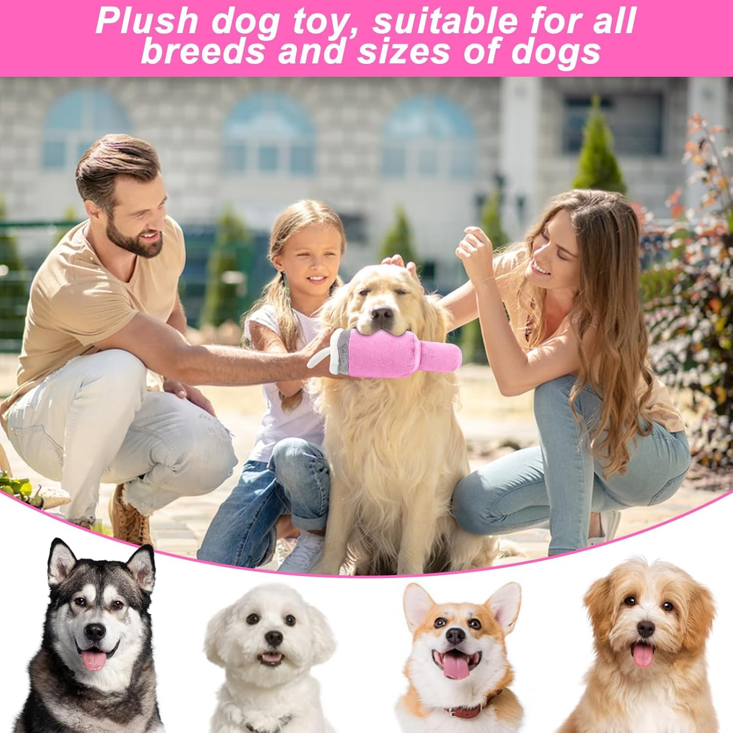 Tumbler Cup for Dogs - Funny Pink Dog Toy, Cute Plush Pup Bottle image number 4