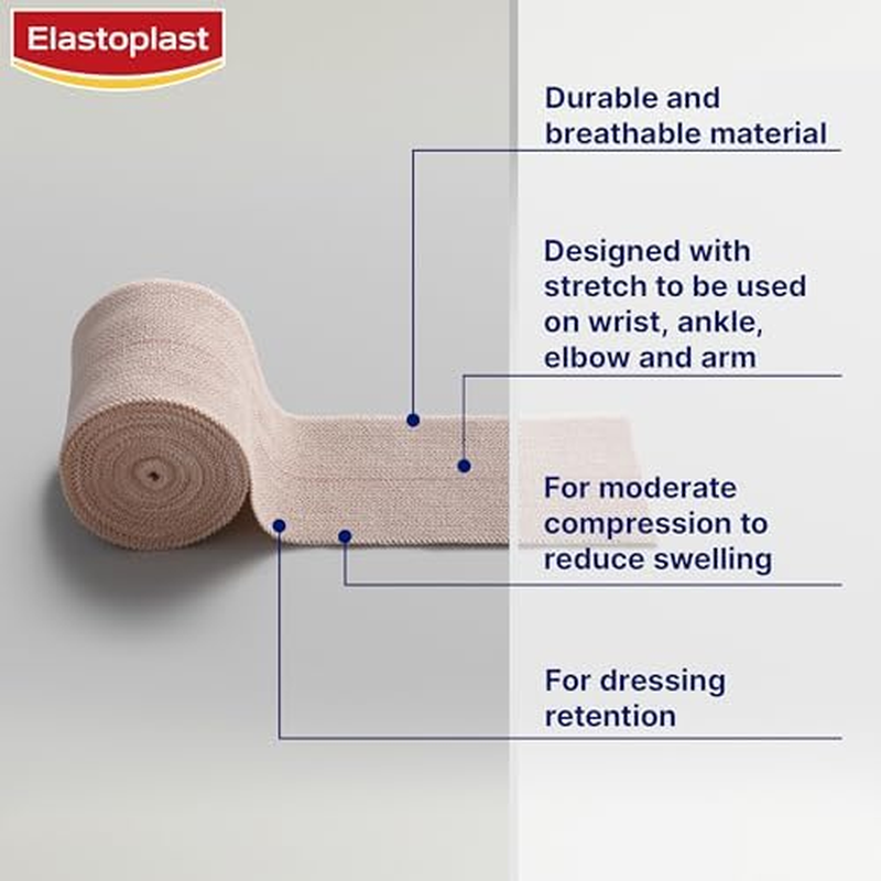 Elastoplast Heavy Weight Crepe Bandage 5Cm X 2.3M - Unstretched | Moderate Compression | Reduces Swelling | Bandage Wraps for Strains & Sprains | Supports Injuries | Secures Wound Dressings image number 3