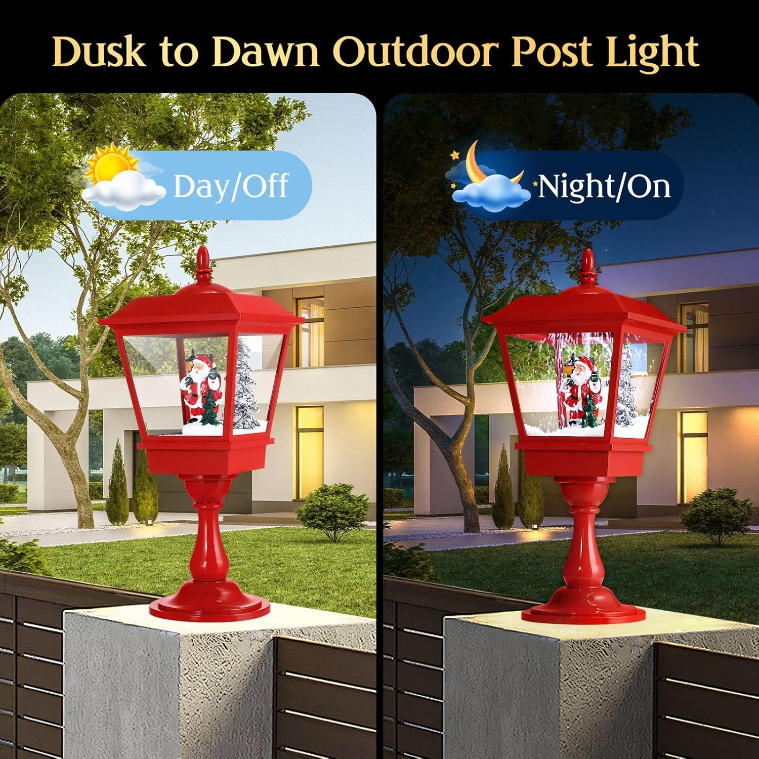Christmas Led Street Light Snowing Post Xmas Decoration Ornaments Lantern Music Table Lamp Indoor Outdoor Path Garden Main Gate Pole Pillar image number 2