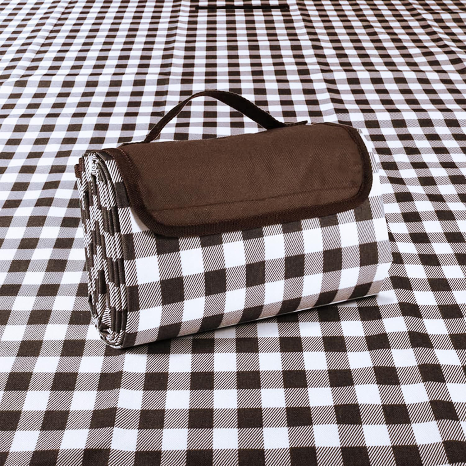 Oversized Waterproof Outdoor Picnic Blanket - Durable Oxford Fabric, Sandproof, Easy to Clean, Lightweight and Portable, Suitable for Beaches, Parks, Camping and Family Outings(200X200Cm，Coffee White)