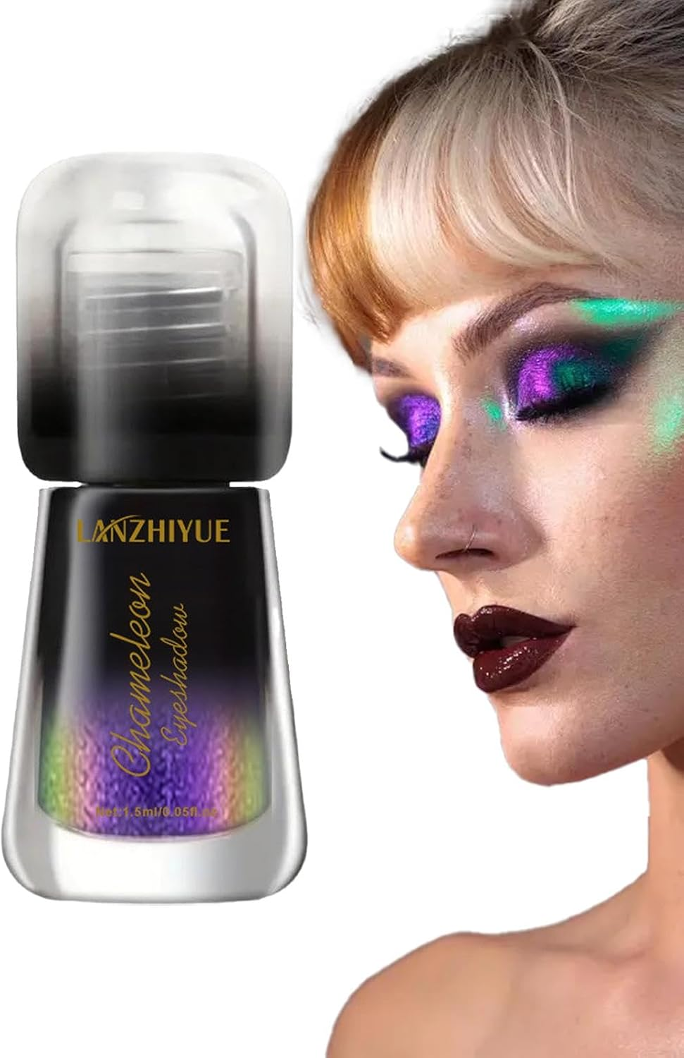 Color Shift Eyeshadow - Metal Colors Shift Liquid Shimmer Eyeshadow | Multifunctional Eye Makeup Supplies Christmas Halloween Cosmetics for Carnival Parties - 02 image number 3