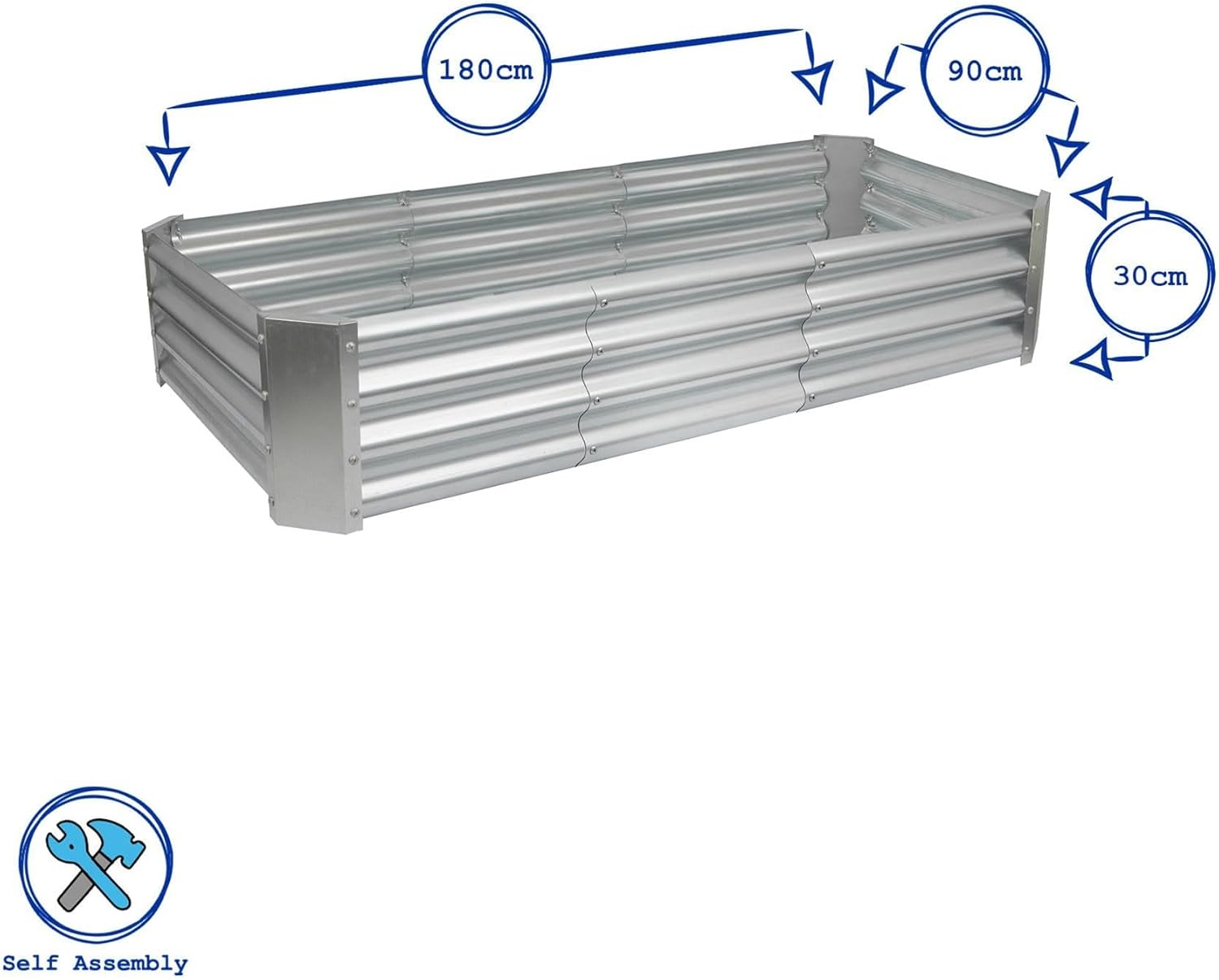 Harbour Housewares Raised Garden Bed - Anthracite - 180 X 90Cm - Rectangle - Bottomless Metal Raised Bed Galvanised Steel Planter Box for Growing Outdoor Plants, Vegetables, Flowers and Herbs