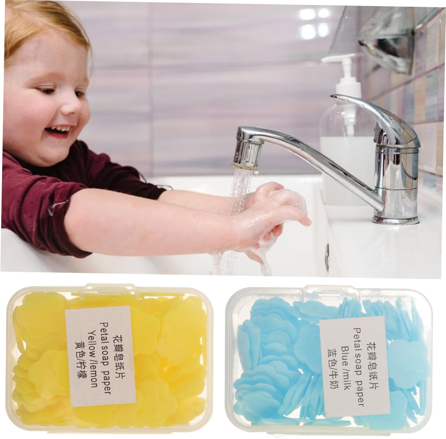 INOOMP 4 Boxes Portable Soap Sheets Travel Soap with Lemon Milk Scents Slices for Adults for Travel Supplies